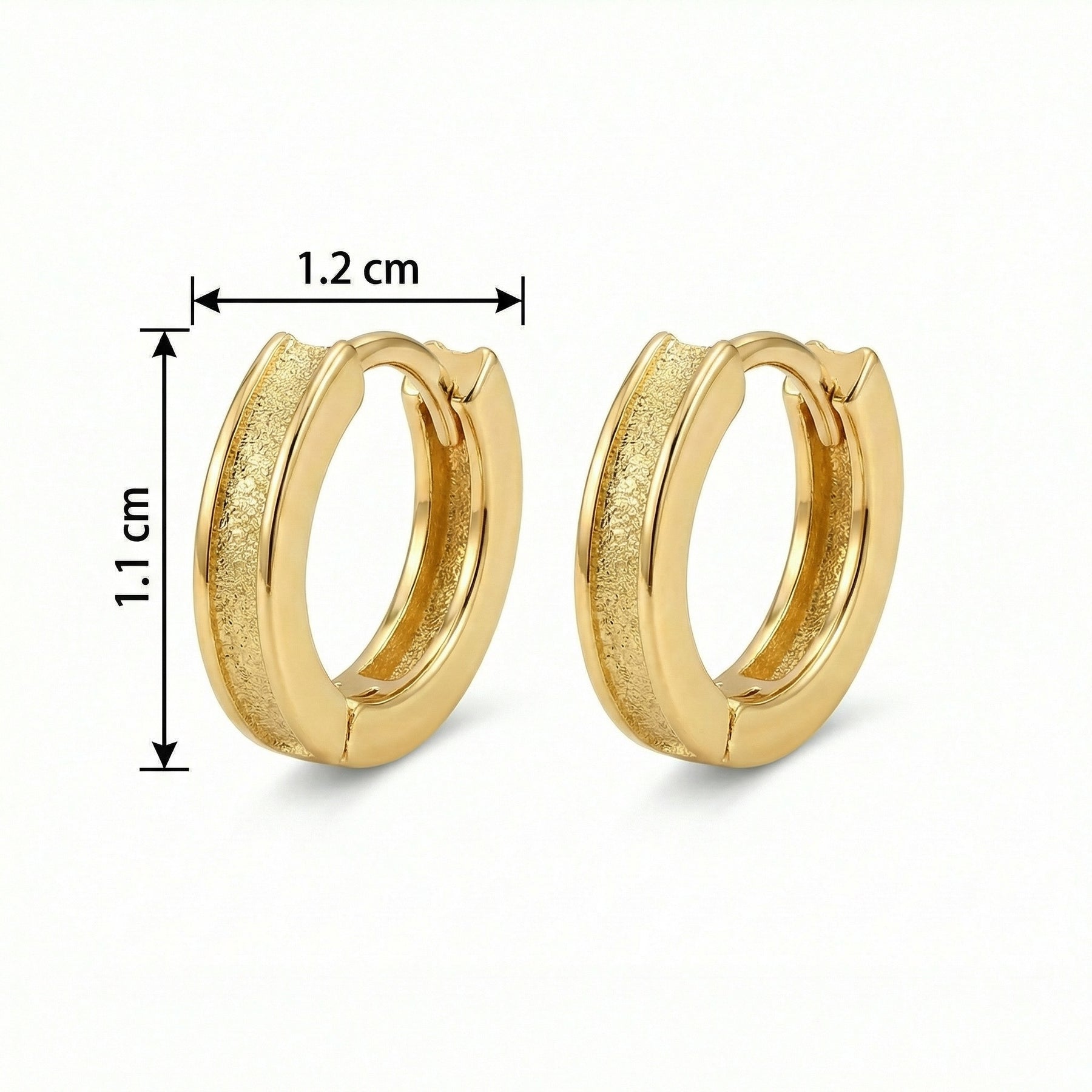 Textured Huggie Earrings with Border – sterling silver earrings, close-up