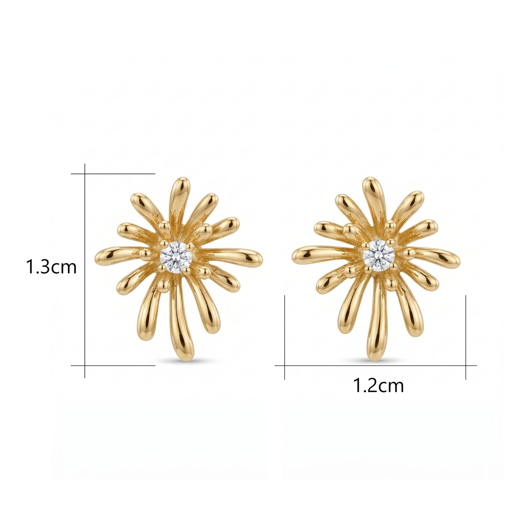 Starburst Stud Earrings – sterling silver earrings, side detail