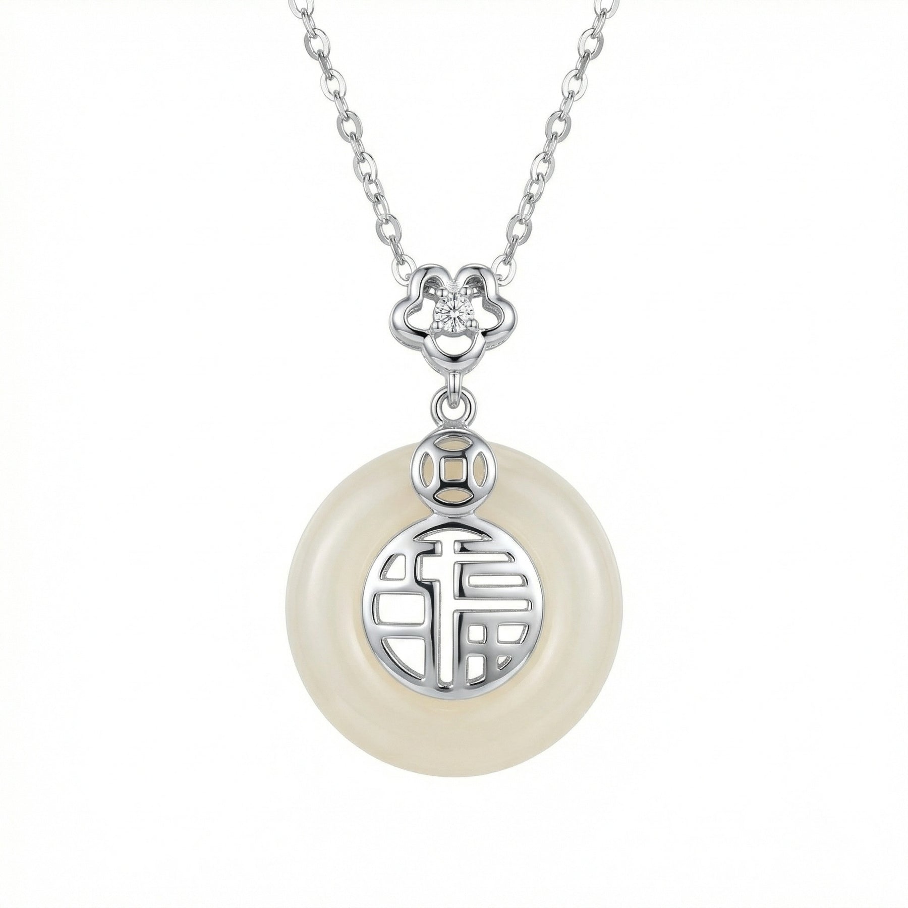 Jade 'Fu' Blessing Pendant Necklace – jade necklace, close-up