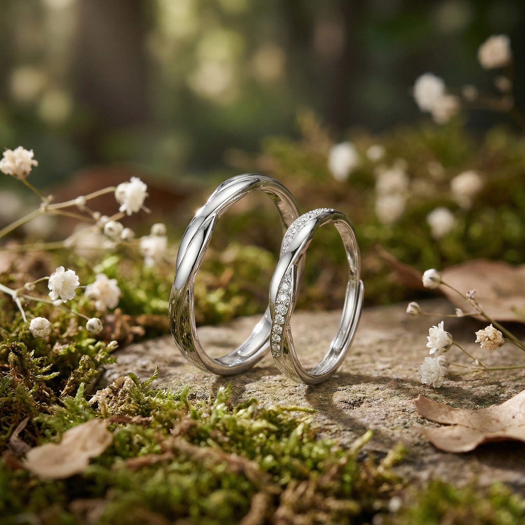 Twisted Couple's Ring Set – sterling silver ring, front view