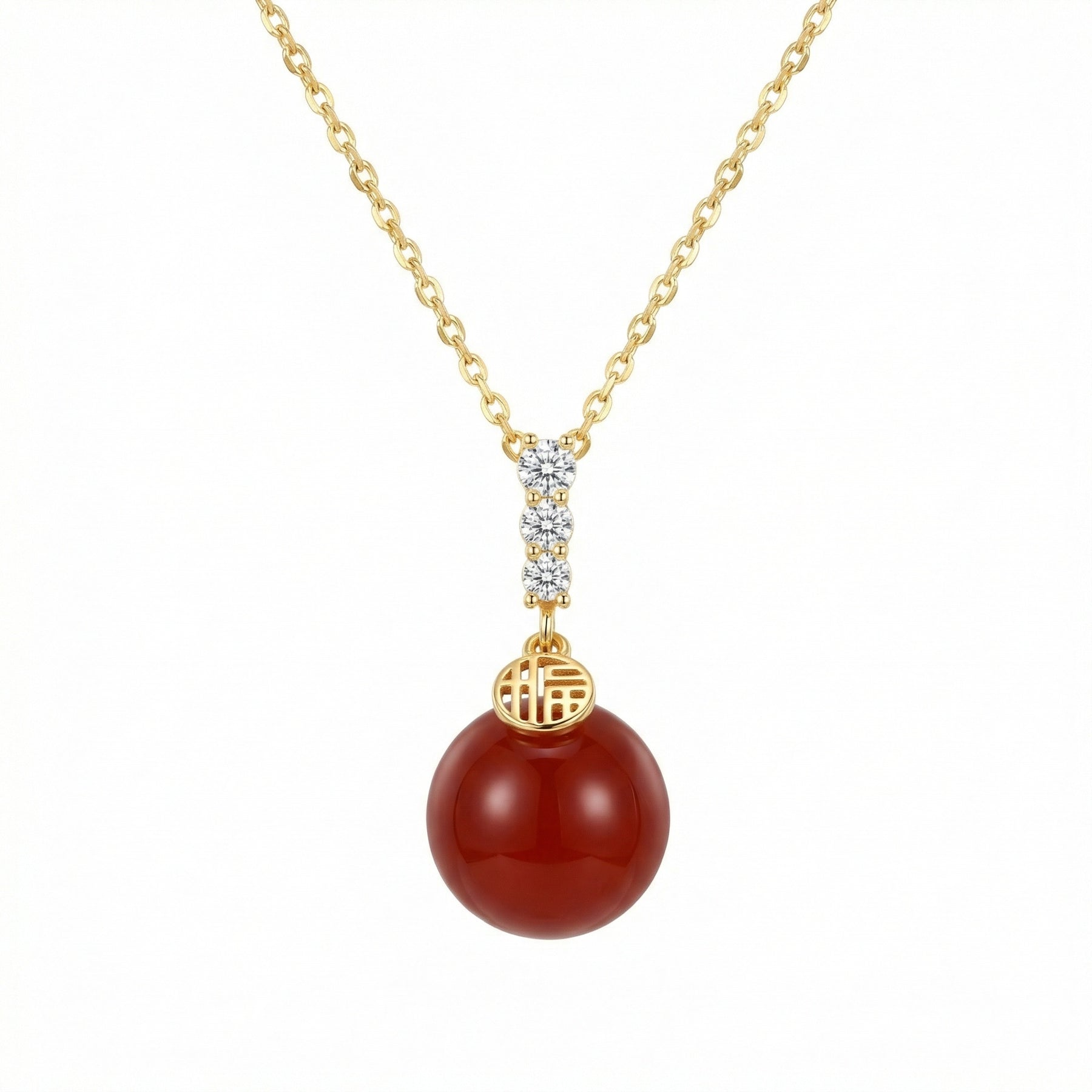 Red Agate Fu Blessing Necklace – agate necklace