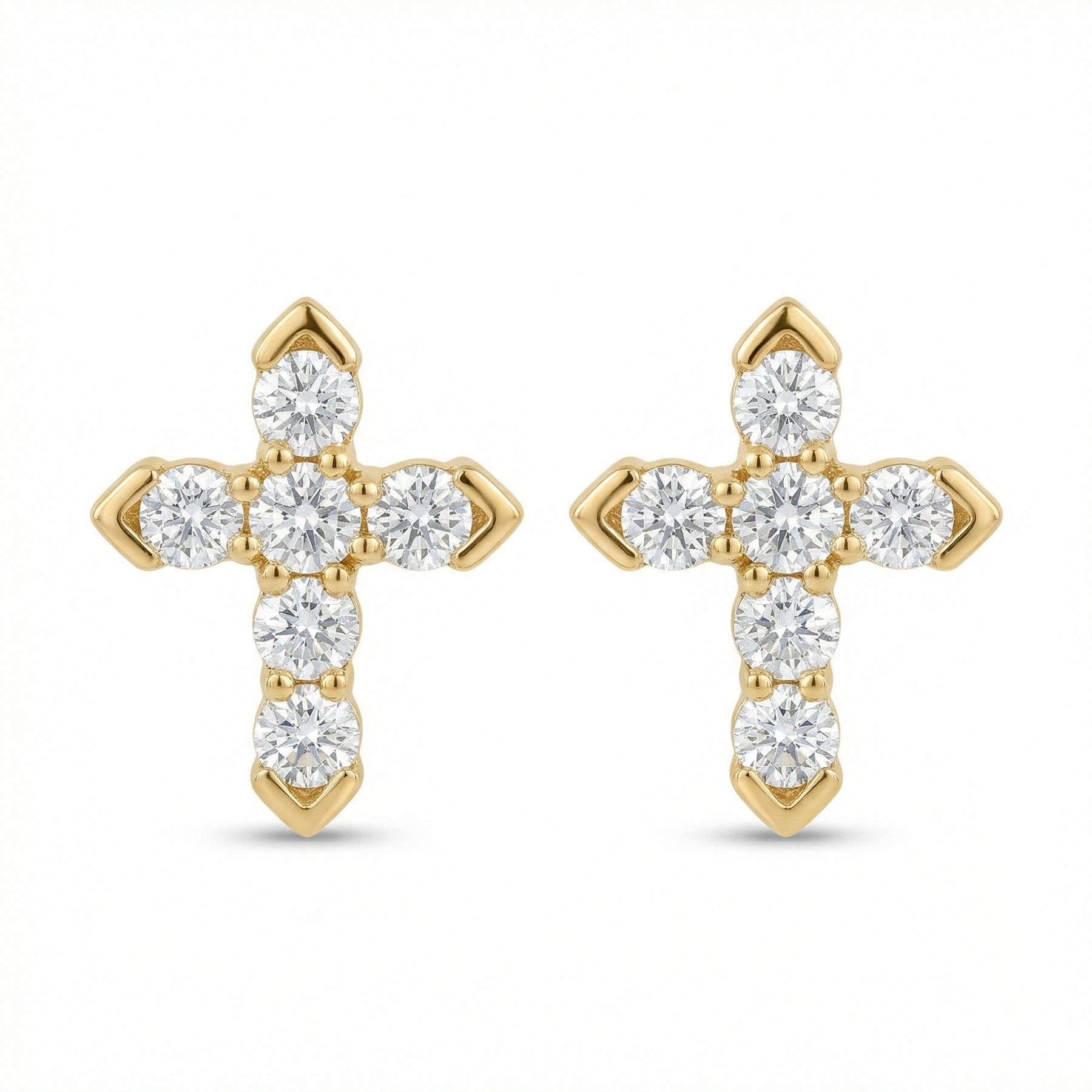 Cruciform Stud Earrings, Pointed Tips – sterling silver earrings