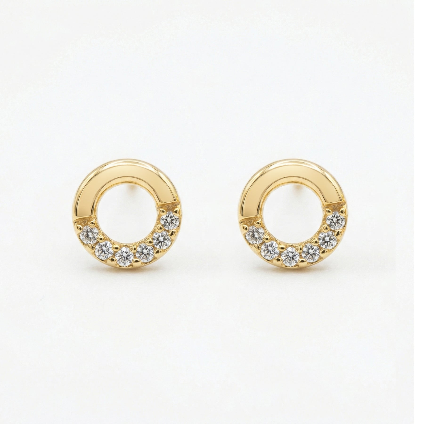 Open Circle Stud Earrings – sterling silver earrings, side detail