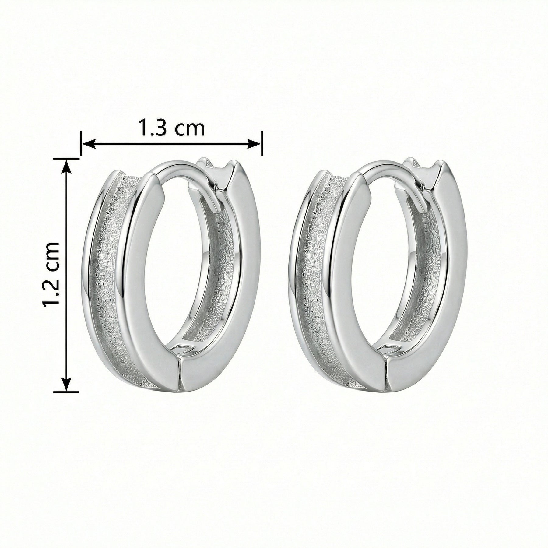 Textured Huggie Hoops, Polished Borders – sterling silver earrings