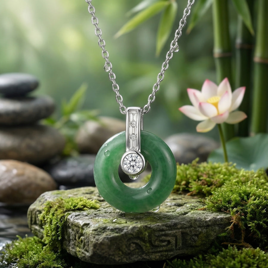 Jade Circle Sparkling stone Necklace – jade necklace
