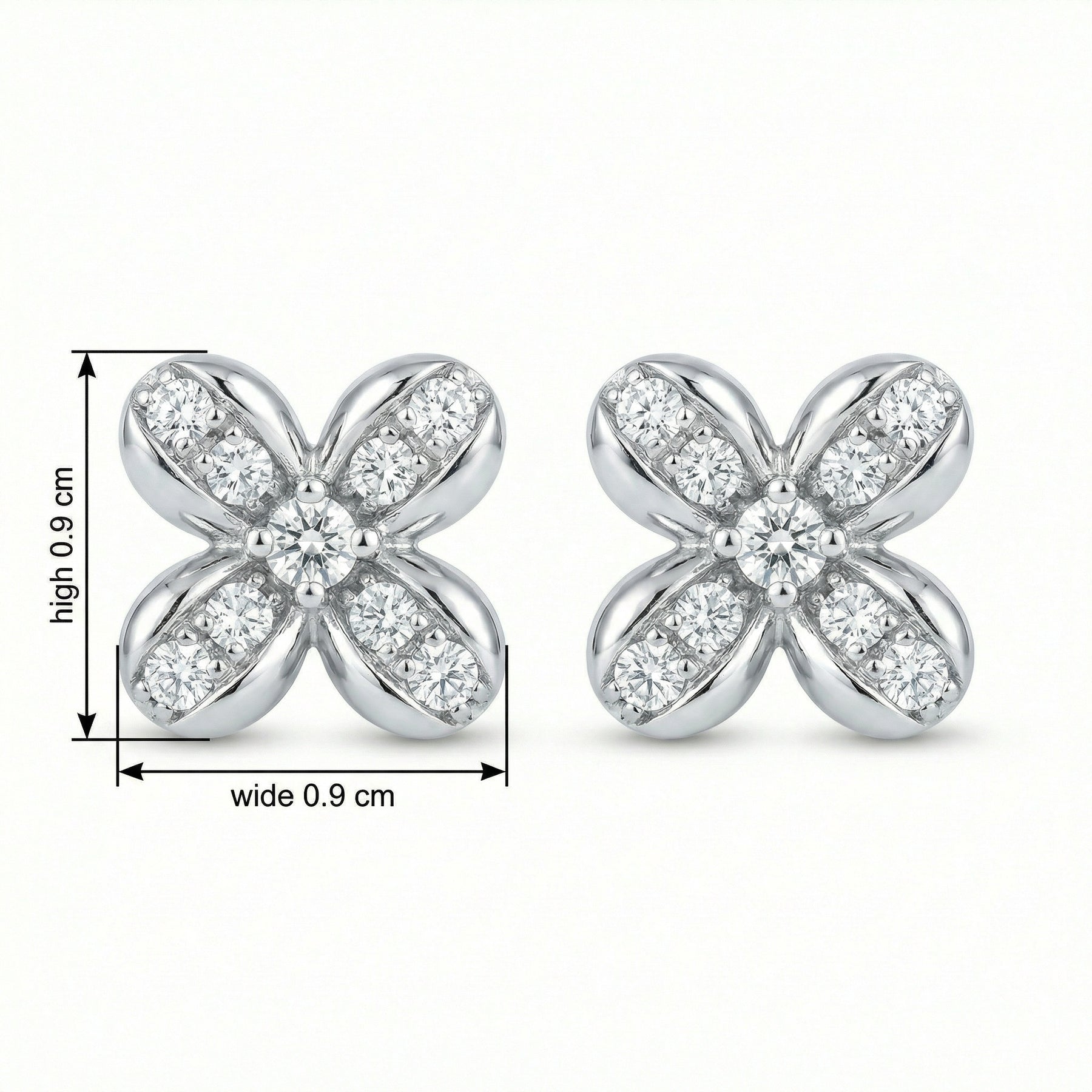 Flower Cross Stud Earrings – sterling silver earrings, front view