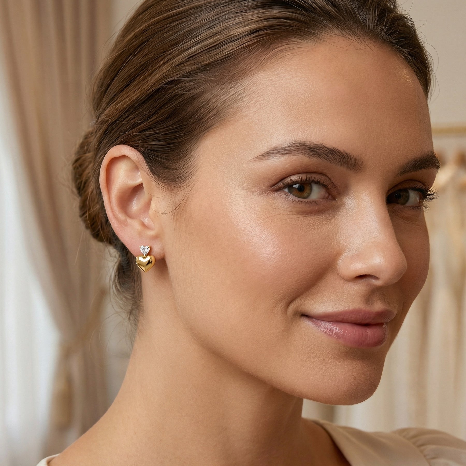 Double Heart Stud Earrings – sterling silver earrings