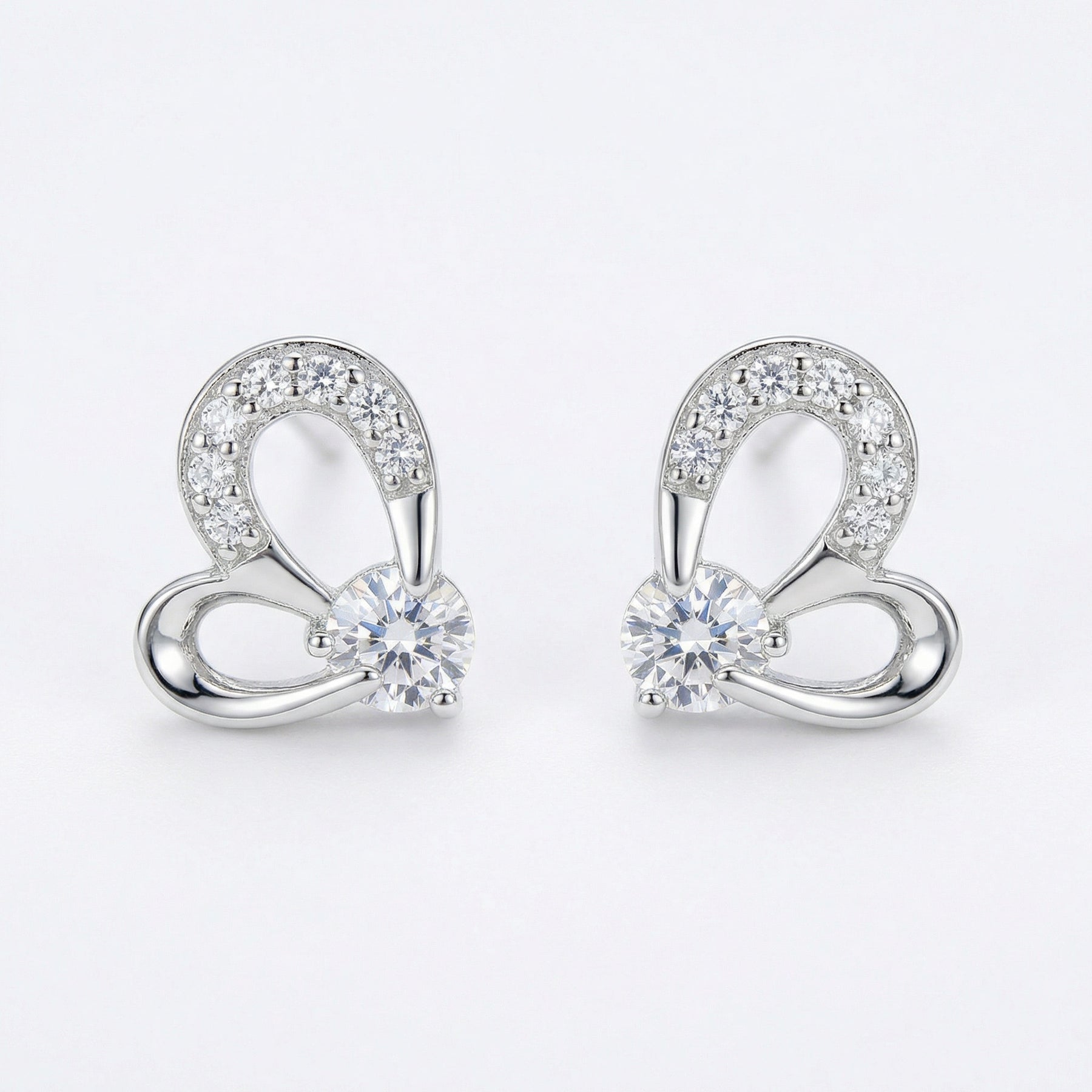 Stylized Heart Stud Earrings – sterling silver earrings