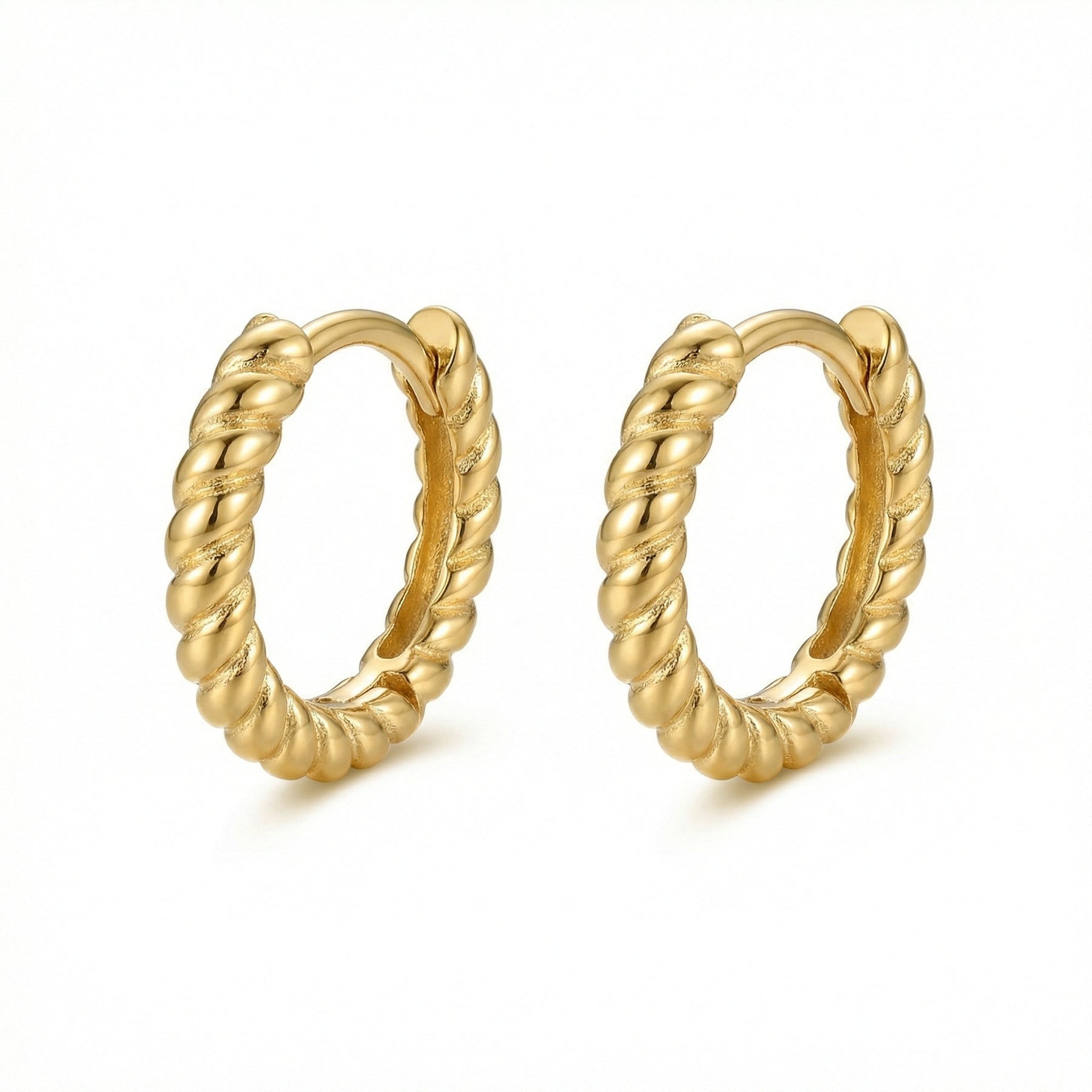 Twisted Rope Hoop Earrings – sterling silver earrings, front view