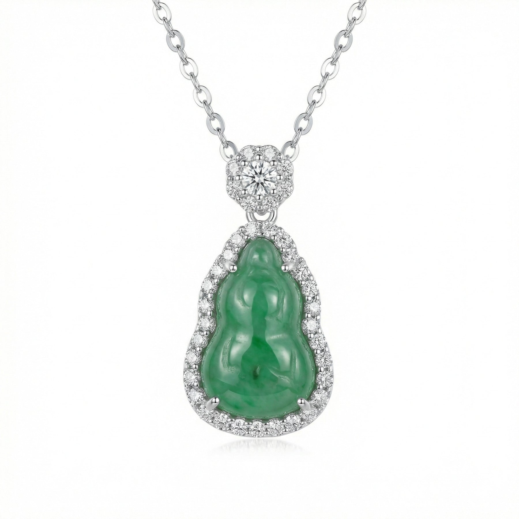 Jadeite Gourd Pendant Necklace – jade necklace, front view