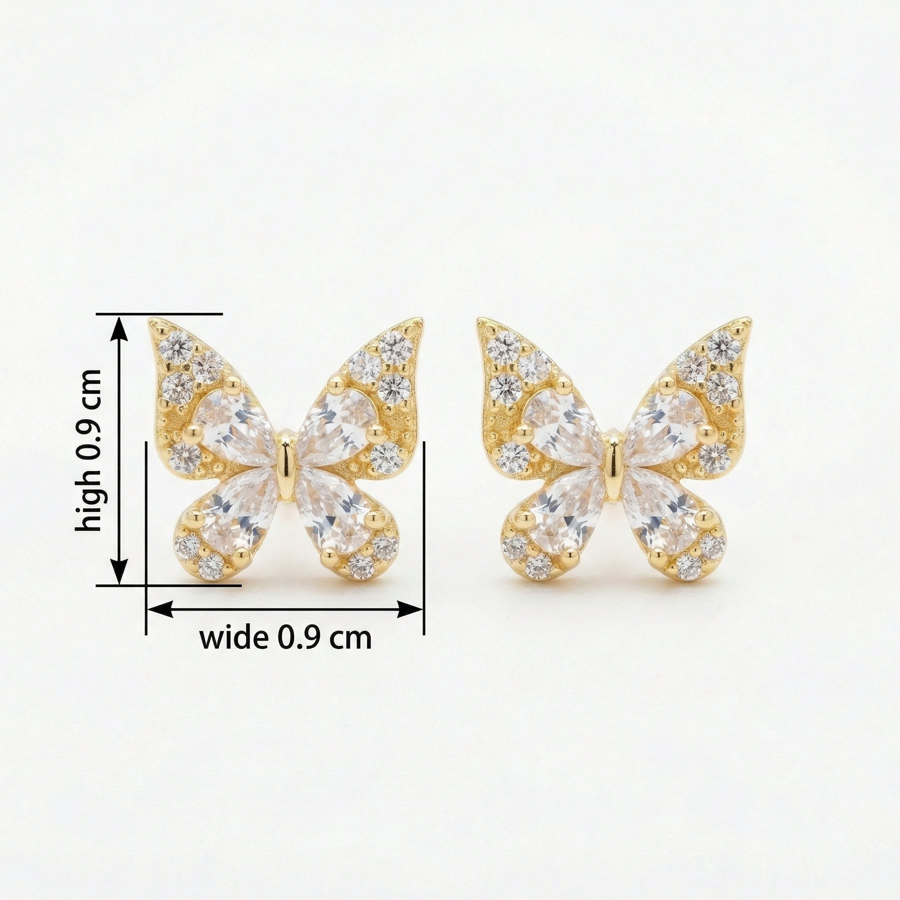 Crystal Butterfly Studs, Mixed Cuts – crystal earrings, close-up