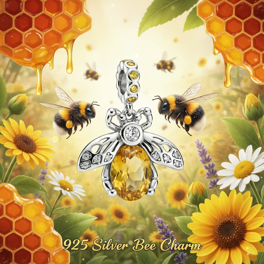CZ Bee Dangle Charm – zircon earrings, front view