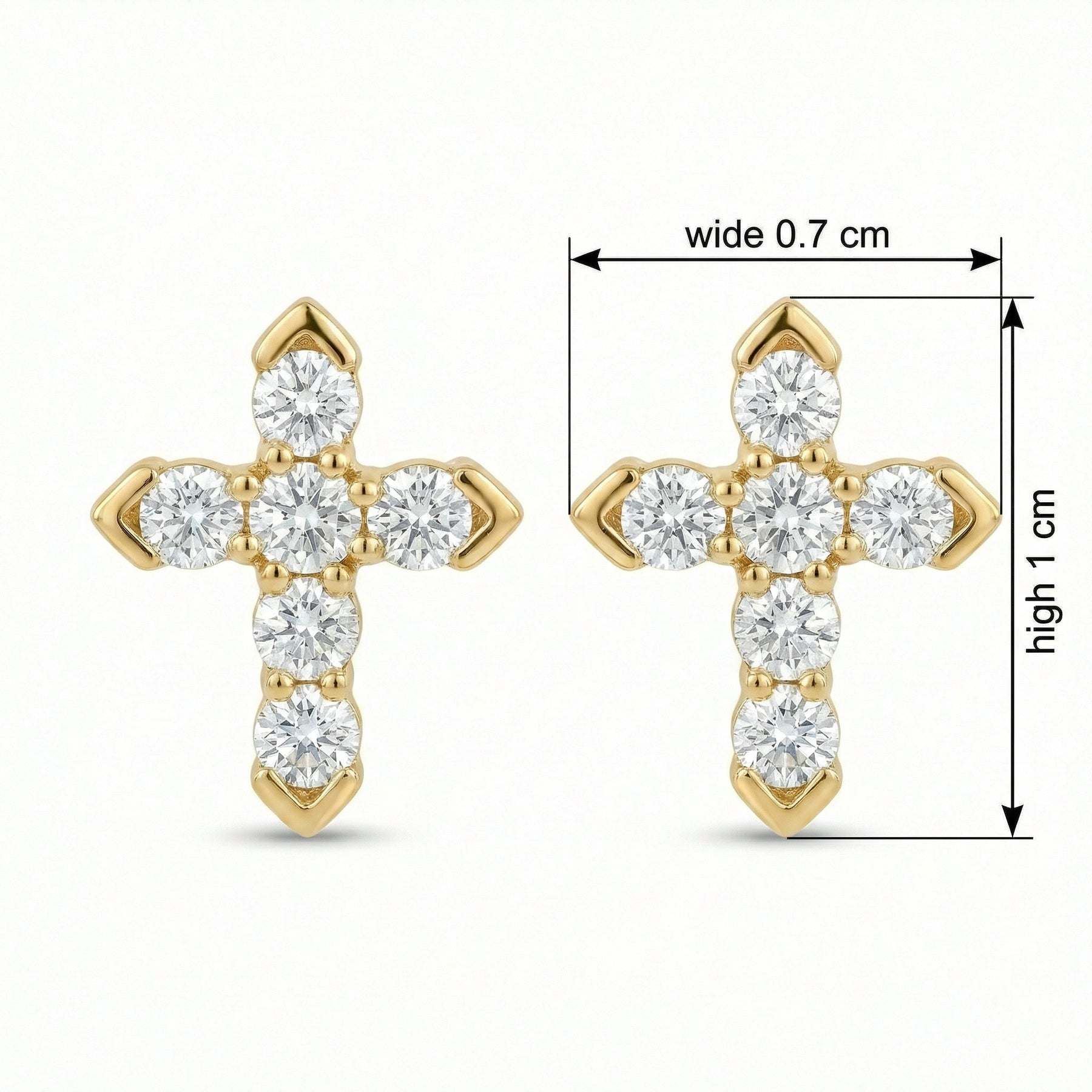 Cruciform Stud Earrings, Pointed Tips – sterling silver earrings, front view