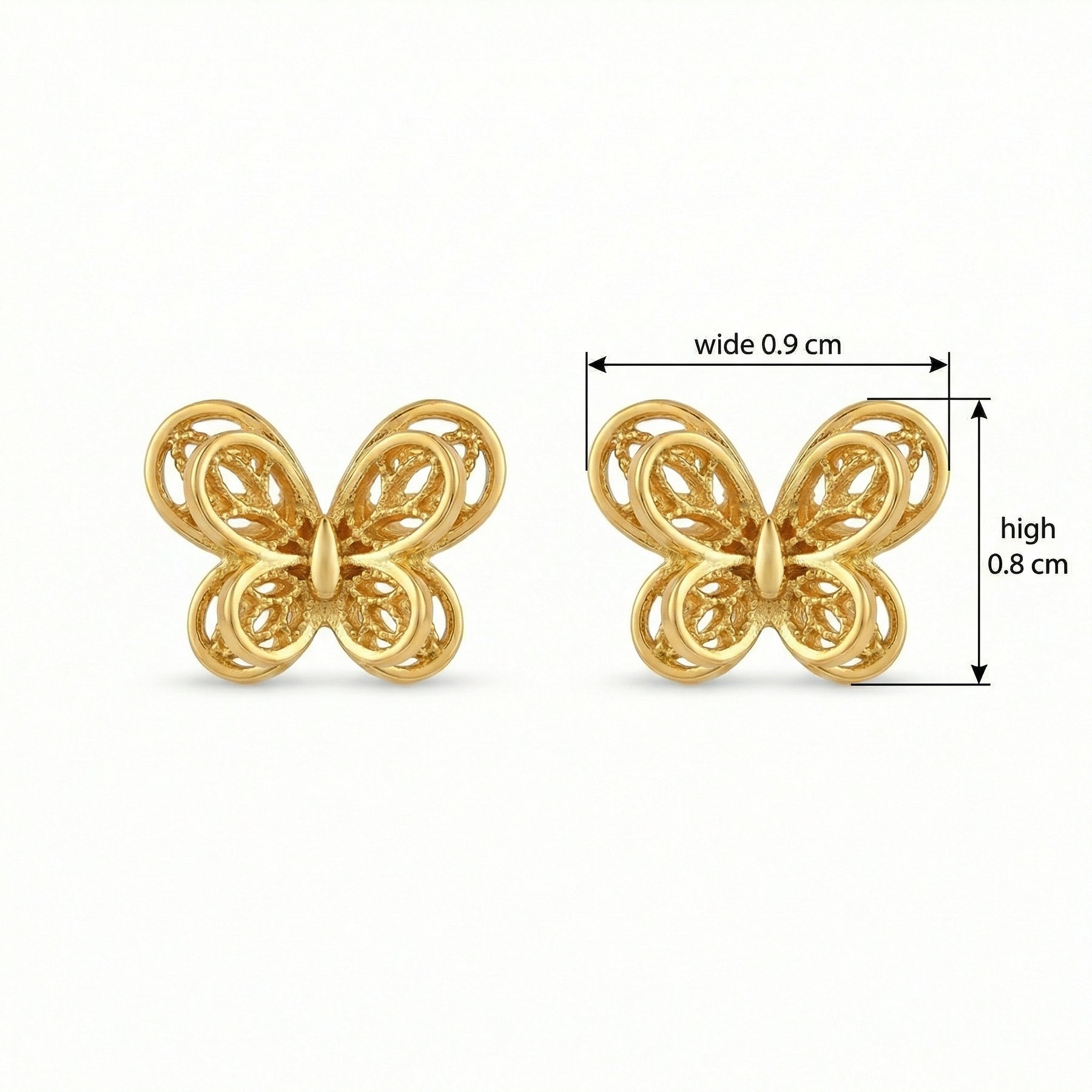 Intricate Filigree Butterfly Studs – sterling silver earrings, close-up