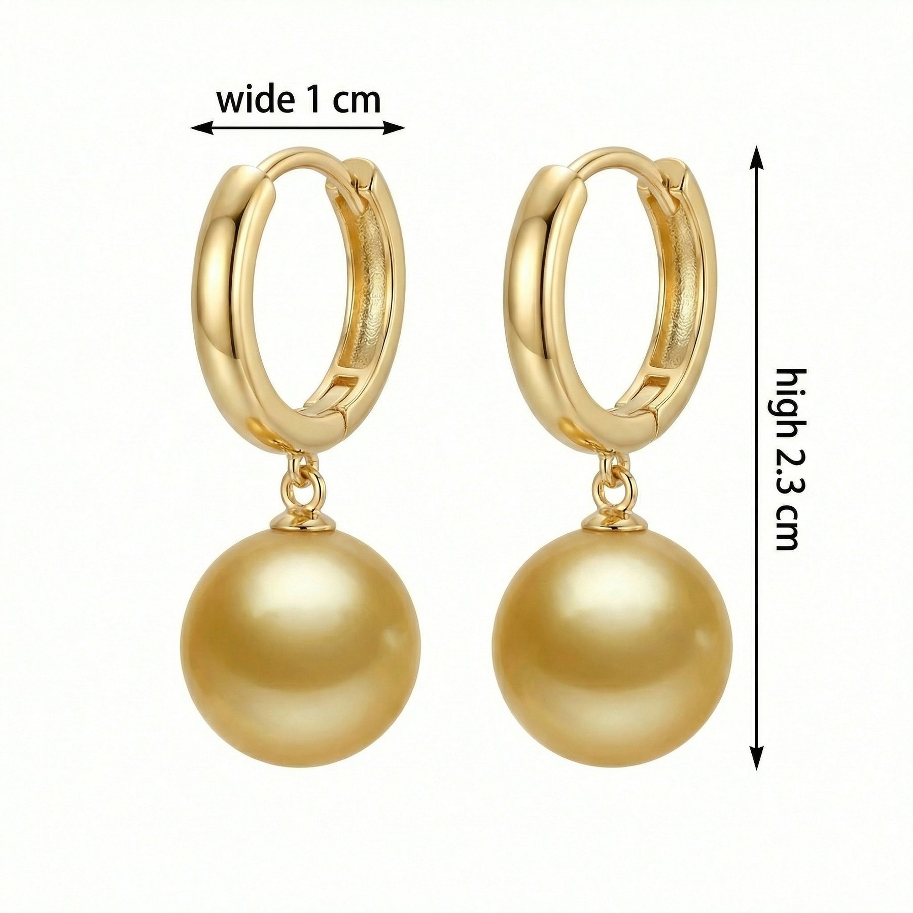 Honey-Toned Pearl Drop Huggie Earrings – pearl earrings, front view