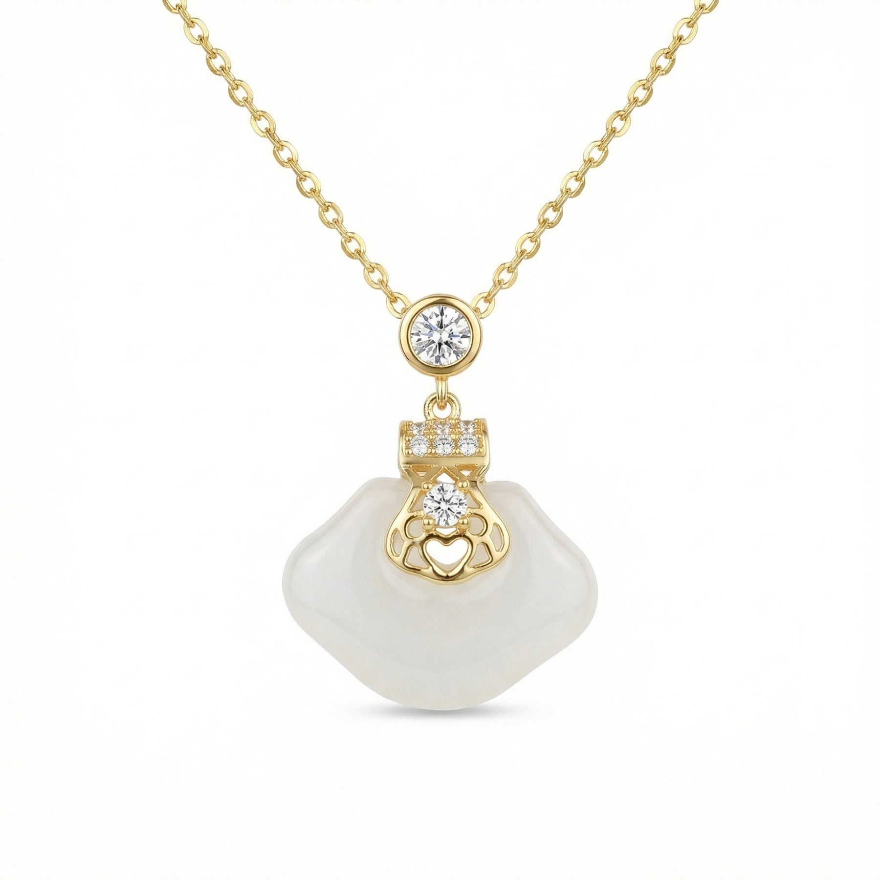 Organic White Gemstone Pendant Necklace – sterling silver necklace