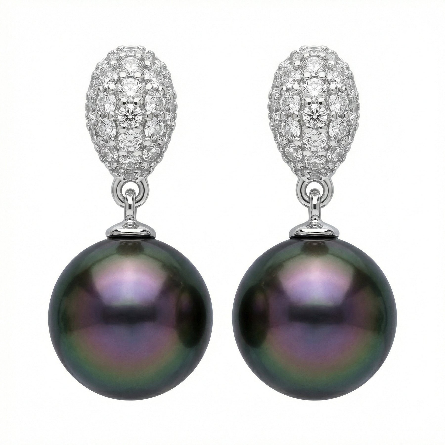 Tahitian Pearl Pavé Drop Earrings – pearl earrings