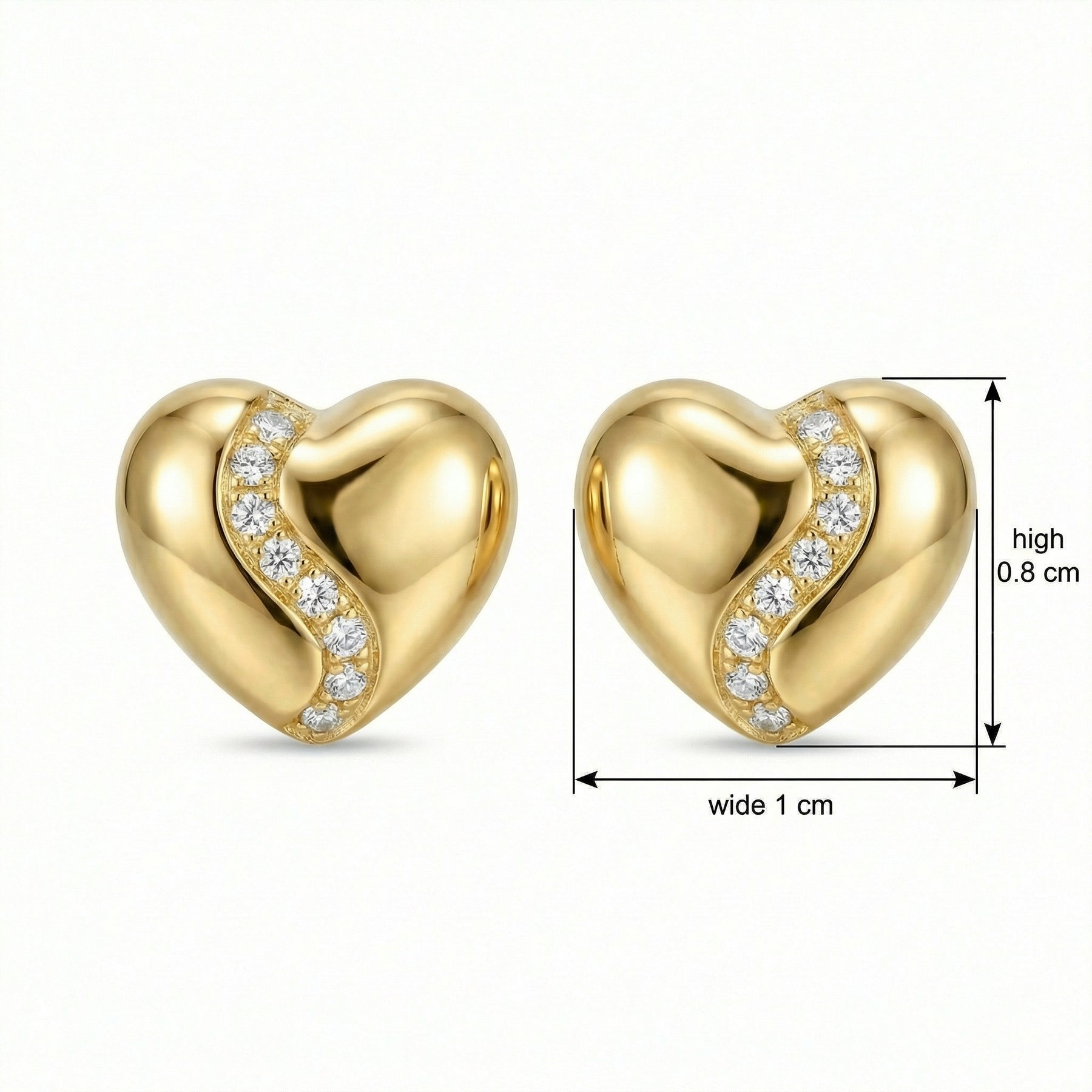 Curved Heart Stud Earrings – sterling silver earrings, close-up