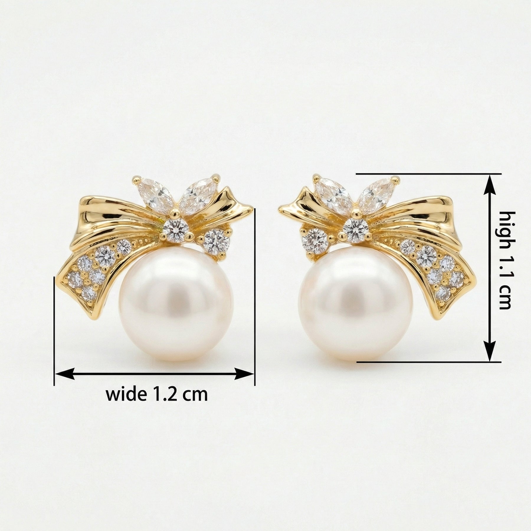 Ribbon Bow Pearl Drop Earrings – pearl earrings, front view