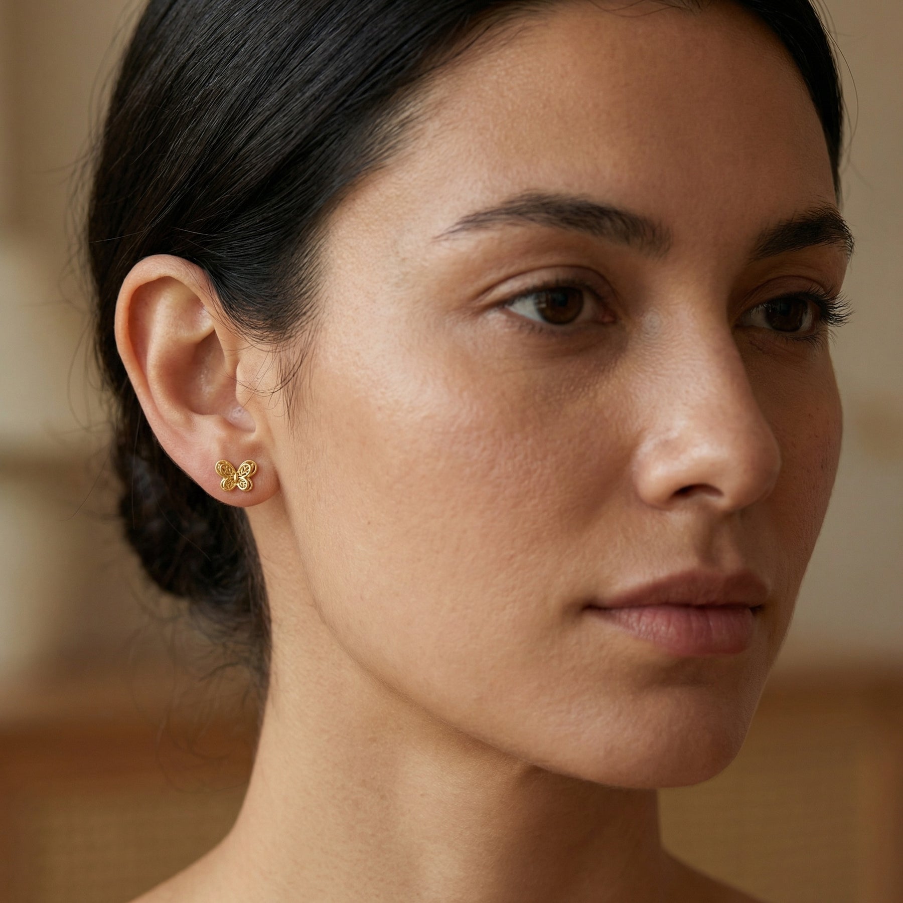 Intricate Filigree Butterfly Studs – sterling silver earrings