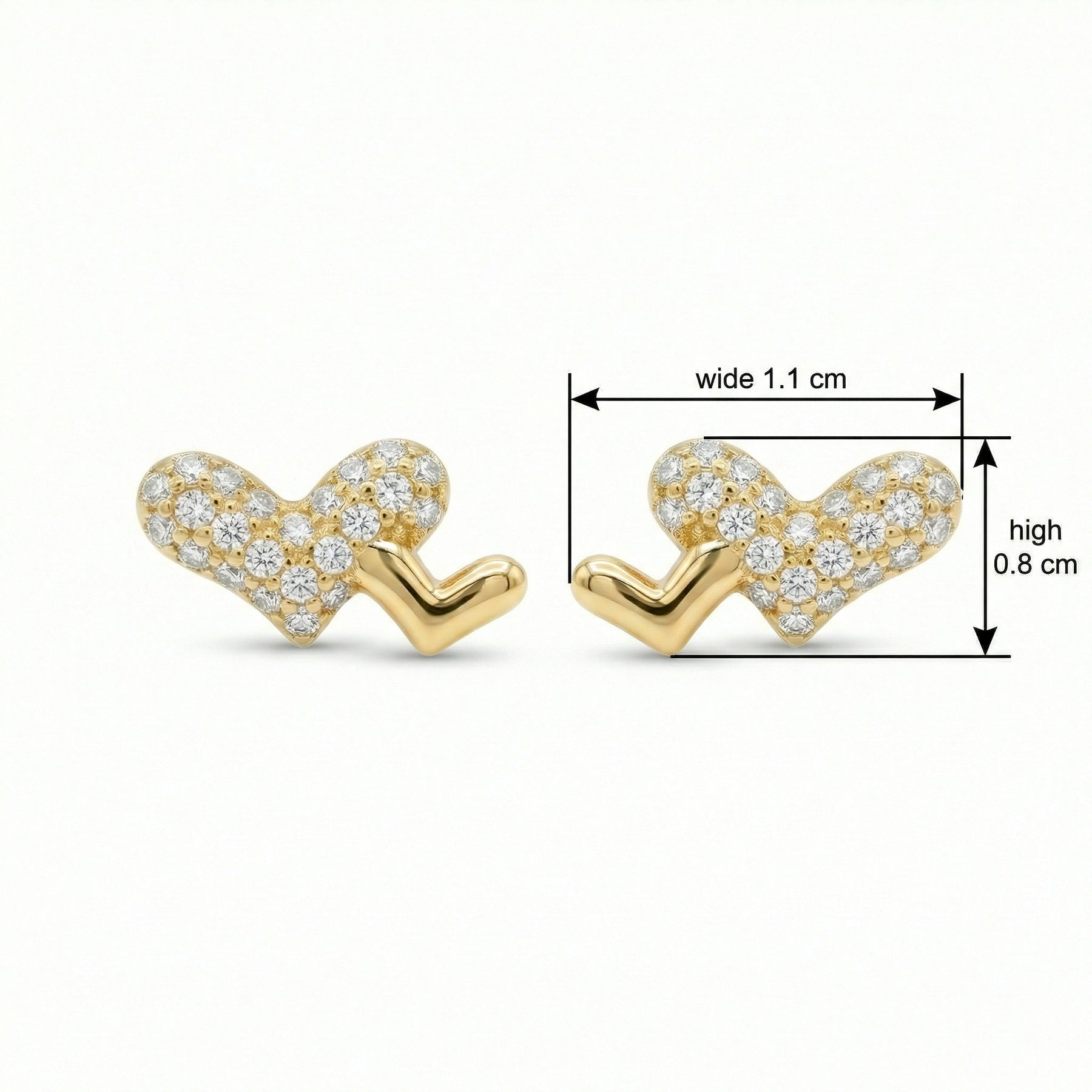 Heart-to-Heart Duo Stud Earrings – sterling silver earrings, close-up
