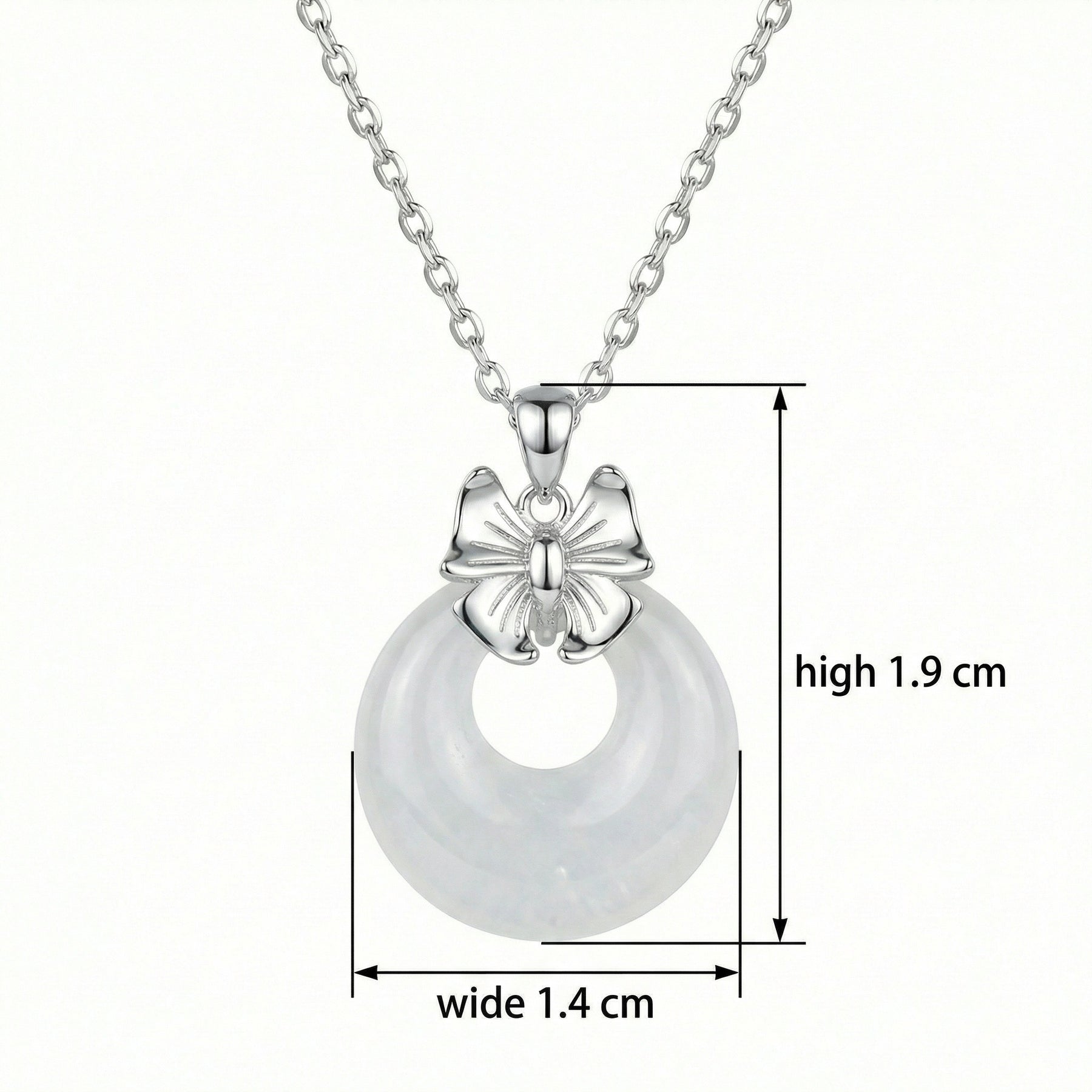 Butterfly Circle Jade Necklace – jade necklace, side detail