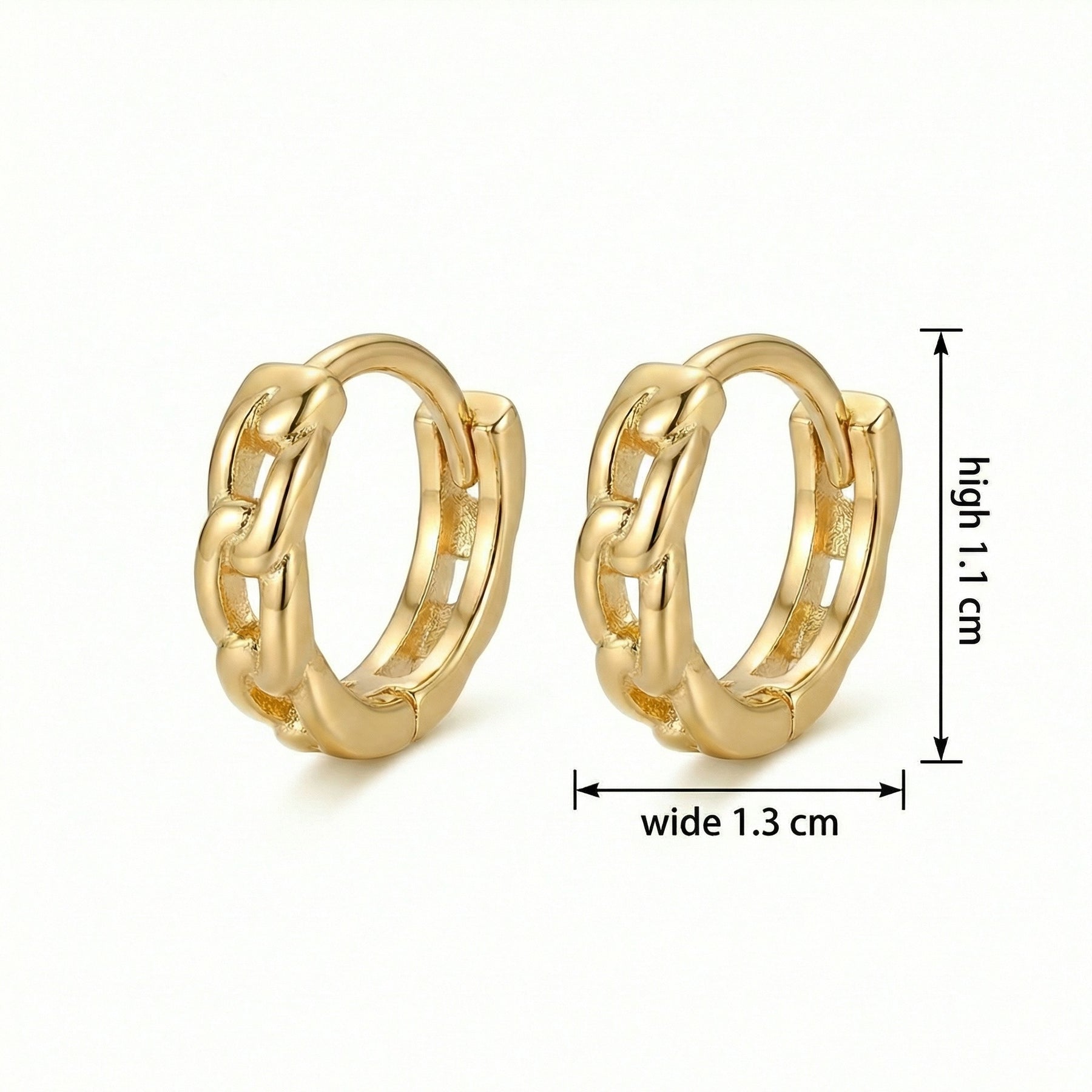 Curb Link Textured Huggie Hoops – sterling silver earrings