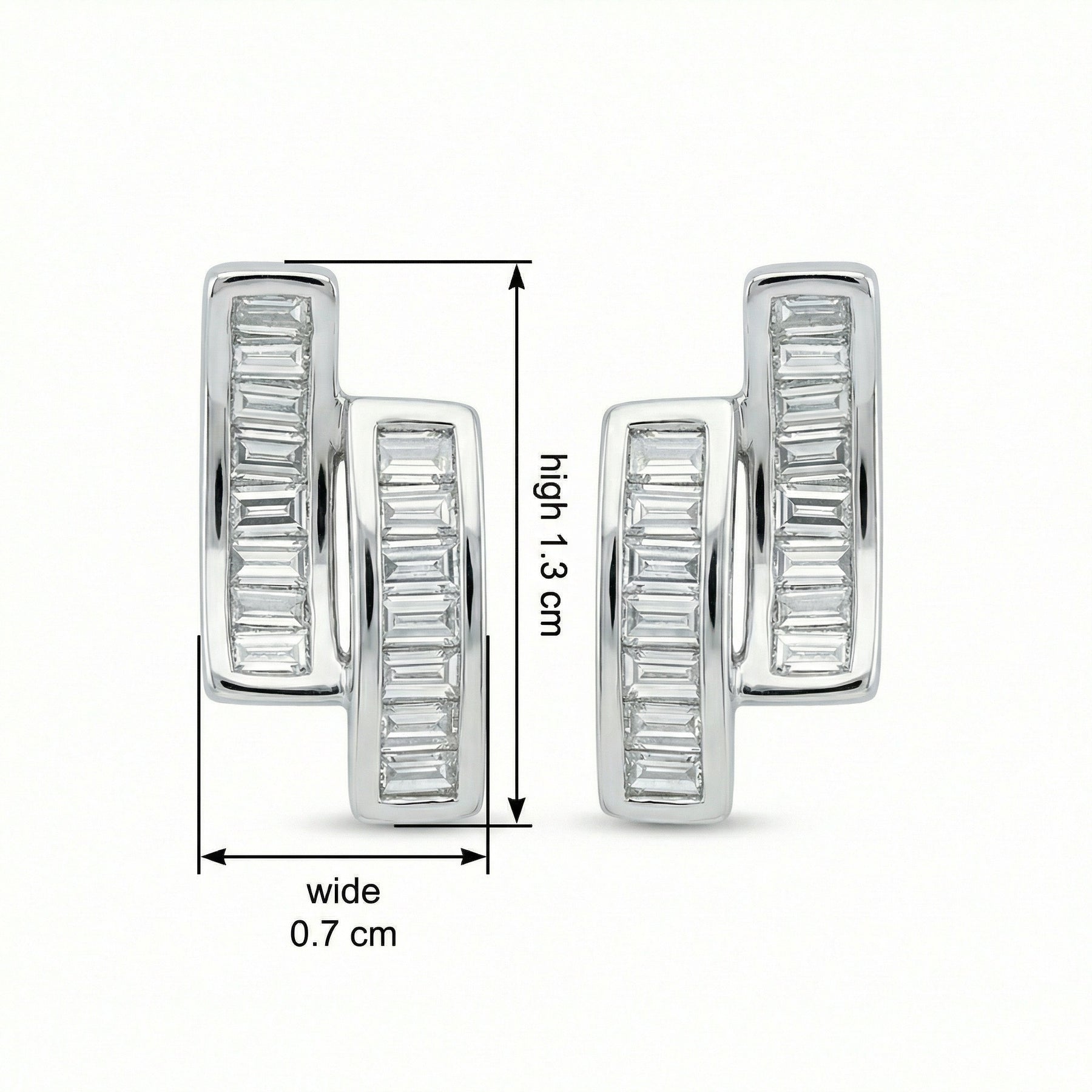 Dual Bar Baguette Stud Earrings – sterling silver earrings, side detail
