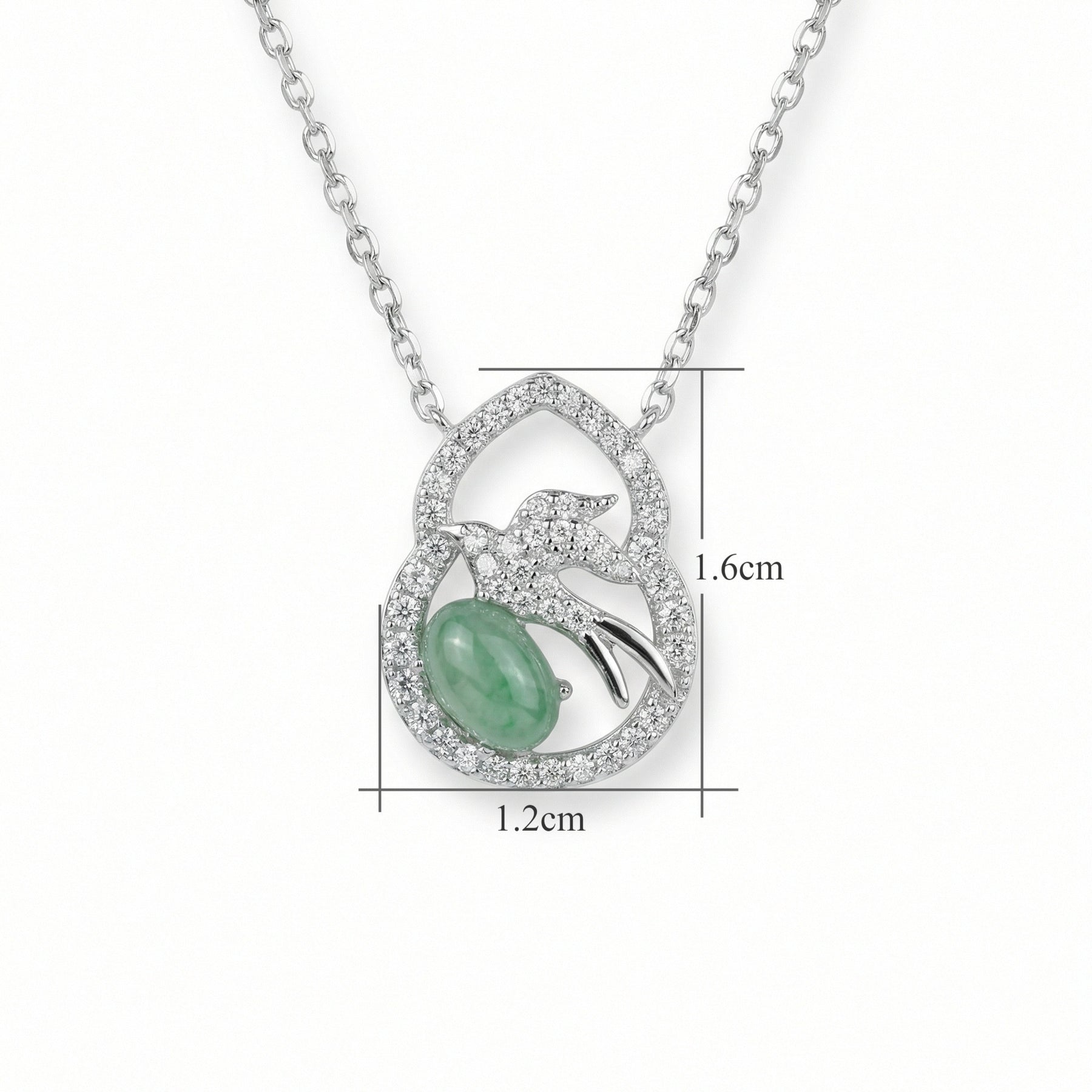Jadeite Gourd Necklace with Bird Motif – jade necklace, side detail