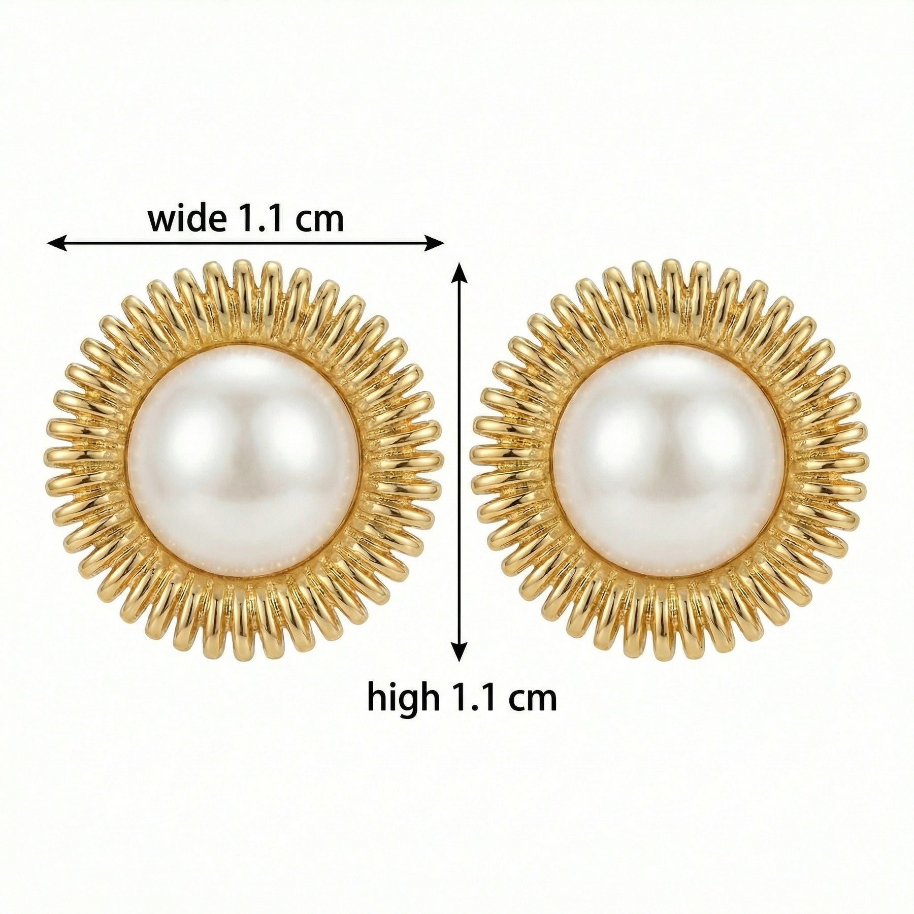 Pearl Sunburst Stud Earrings – pearl earrings, front view