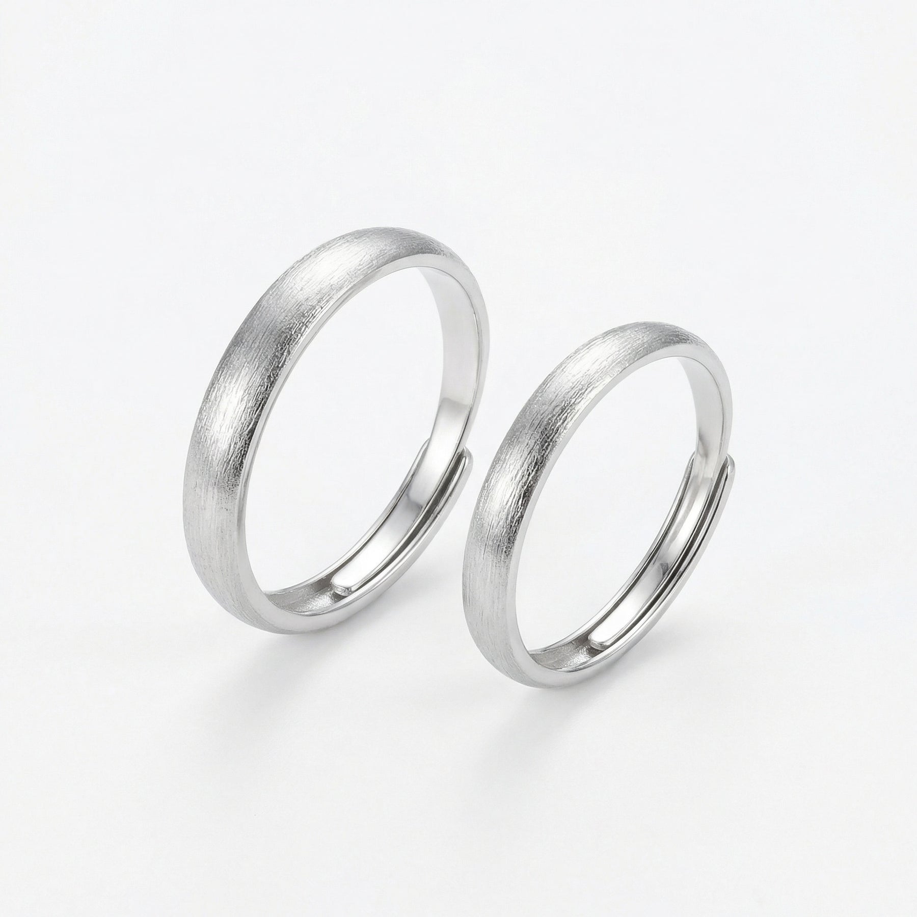 Brushed Silver Matching Couple Rings – sterling silver ring, side detail
