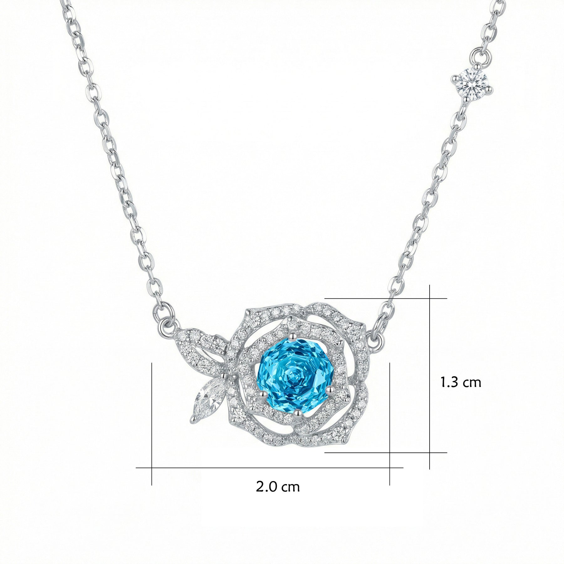 Rose-Inspired Blue Gemstone Necklace – sterling silver necklace