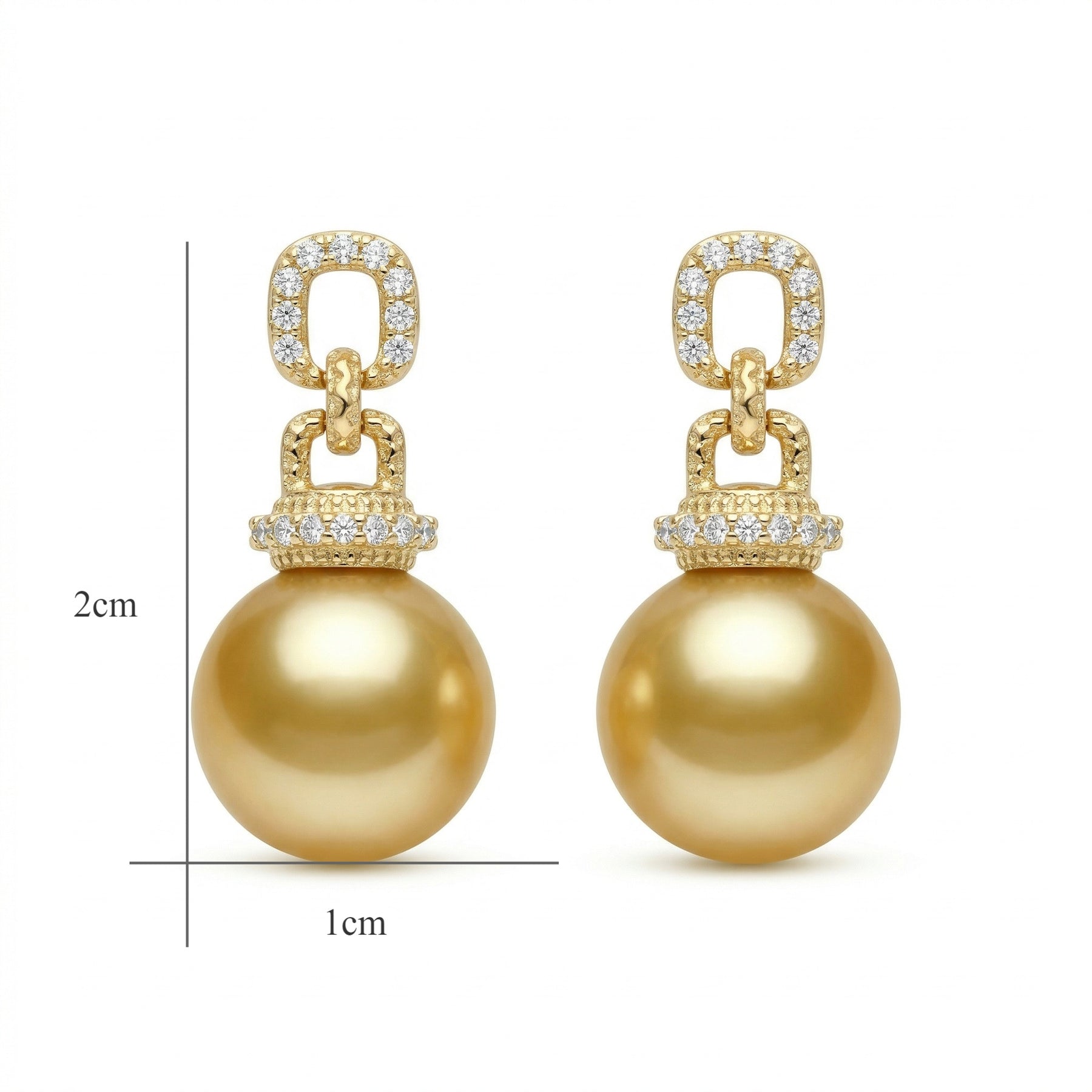 South Sea Pearl Drops, Textured Links – pearl earrings