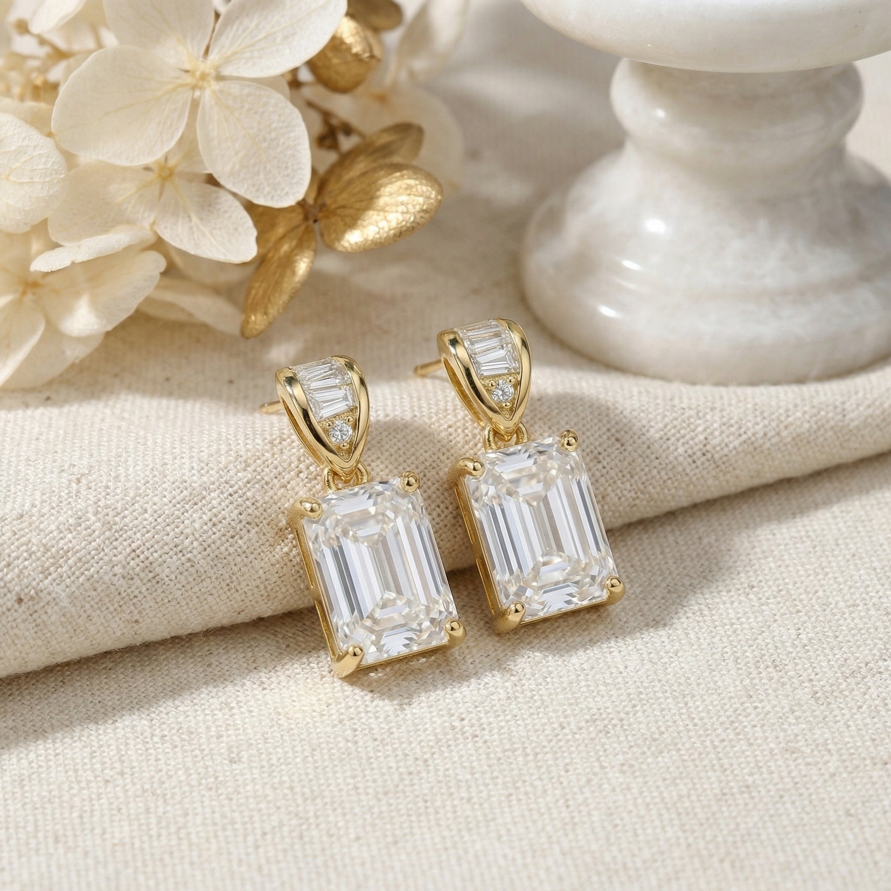 Rectangular-cut Crystal Drop Earrings – crystal earrings
