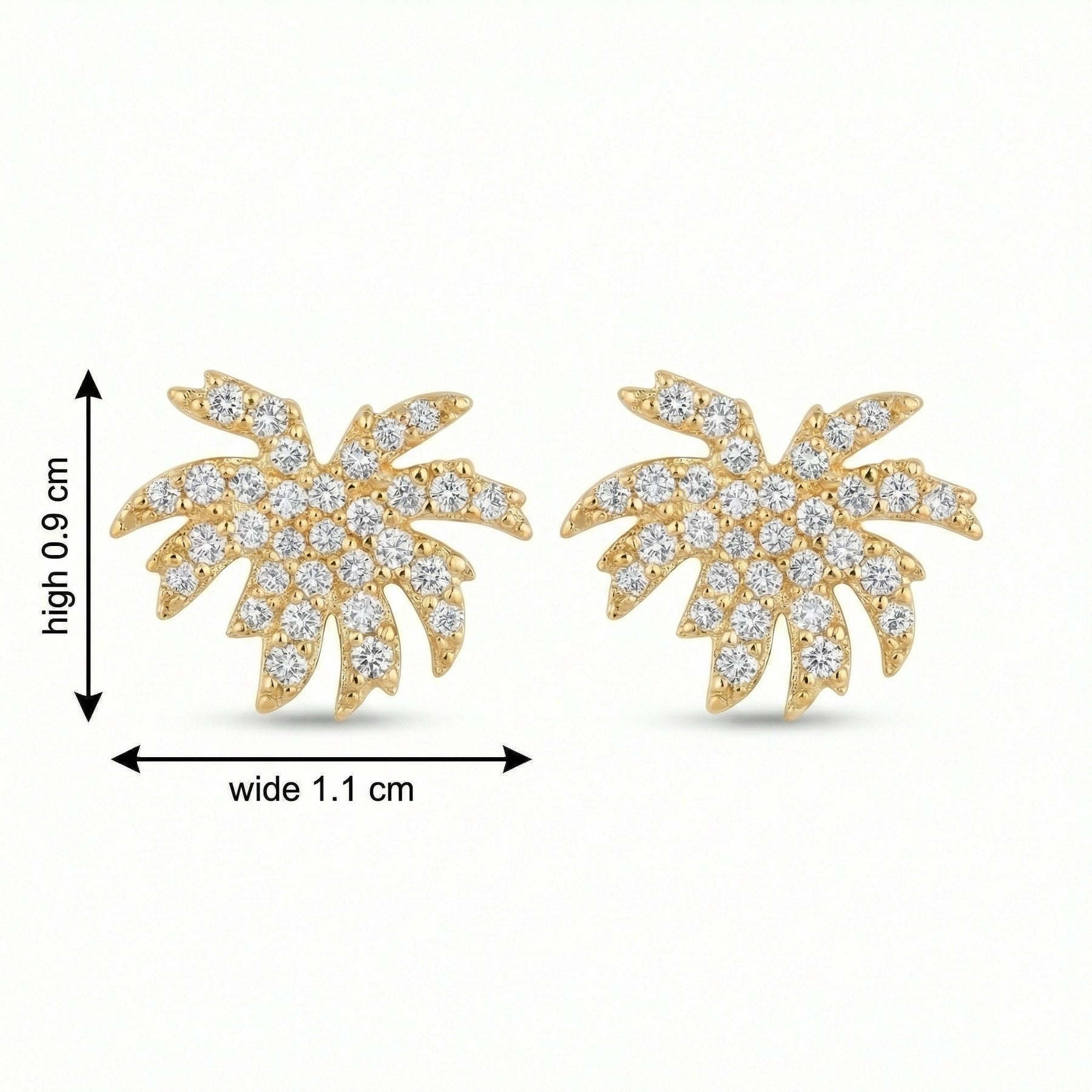 Tropical Palm Tree Stud Earrings – sterling silver earrings, close-up