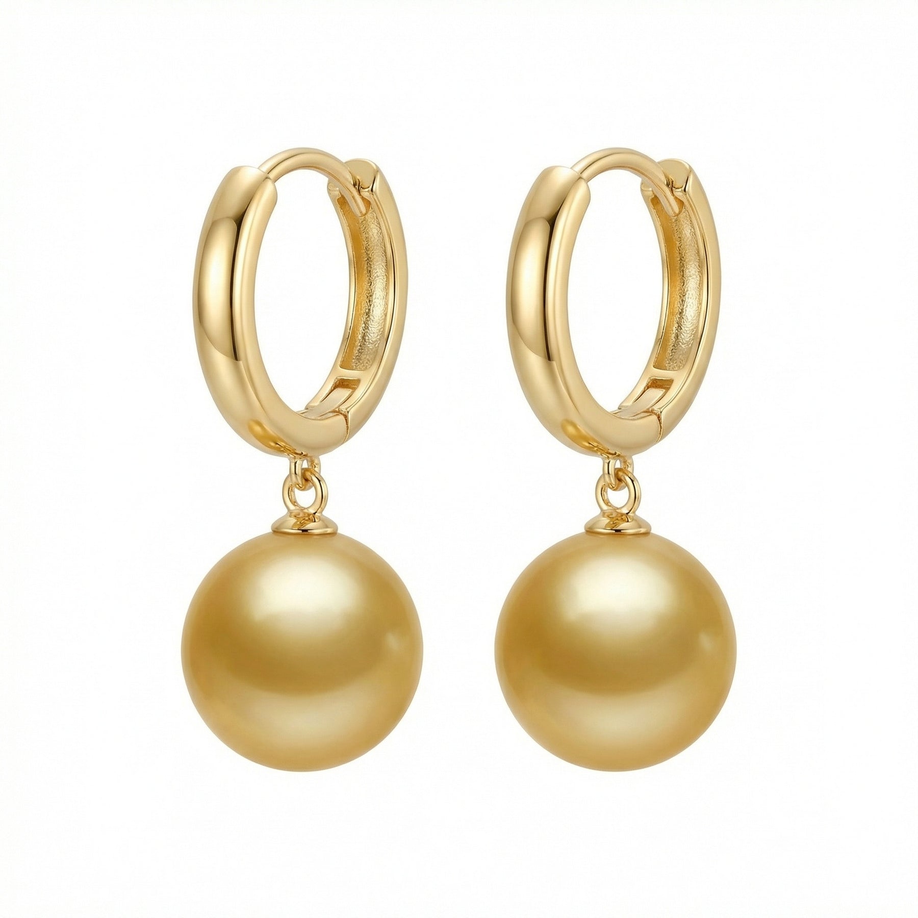Honey-Toned Pearl Drop Huggie Earrings – pearl earrings