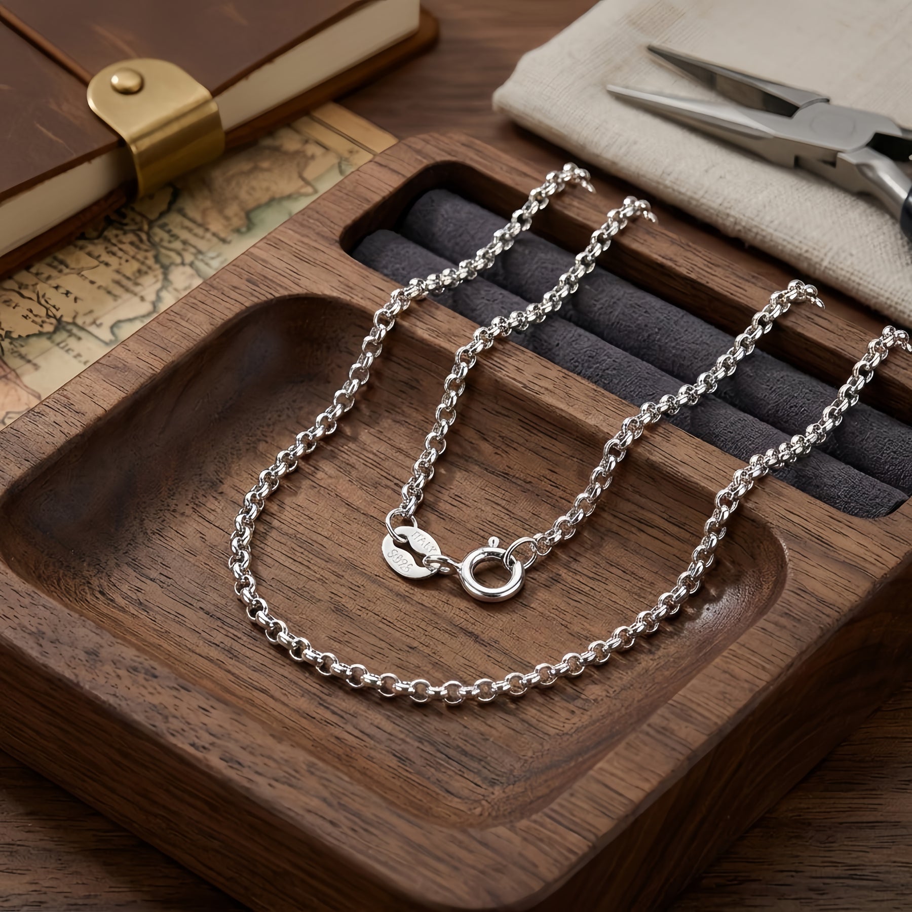 Italian Choker Necklace – sterling silver necklace, front view