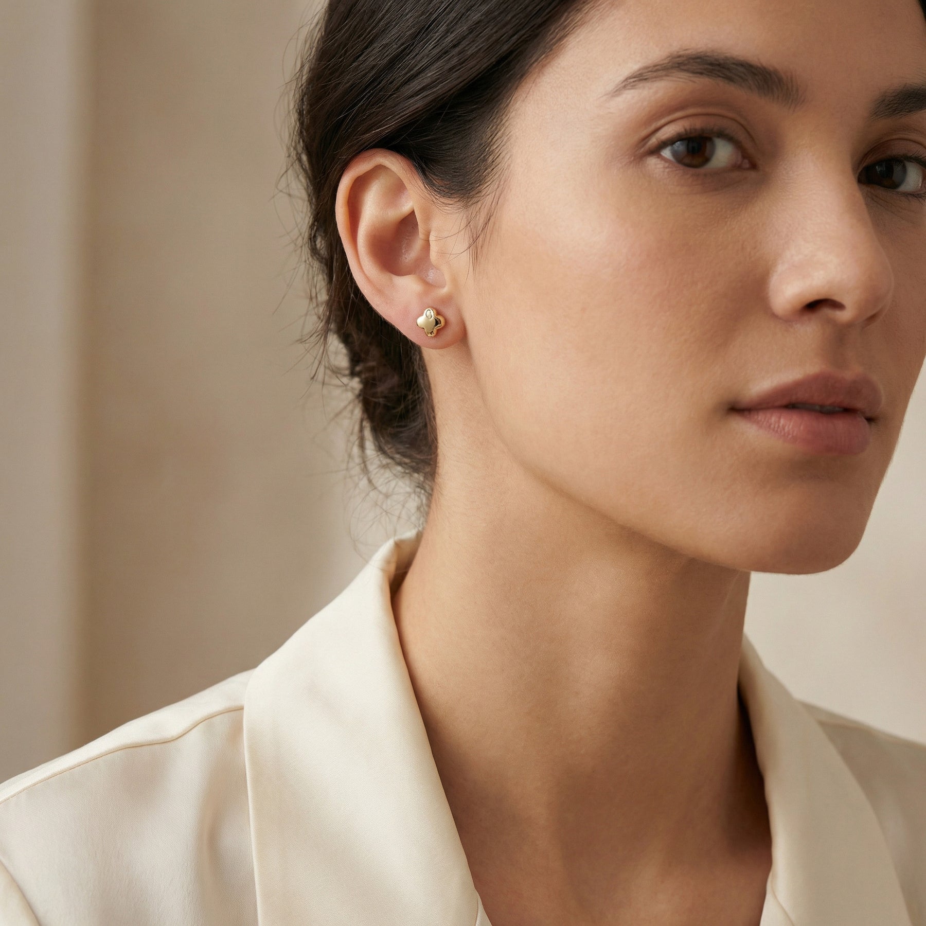 Sculptural Four-Lobe Stud Earrings – sterling silver earrings