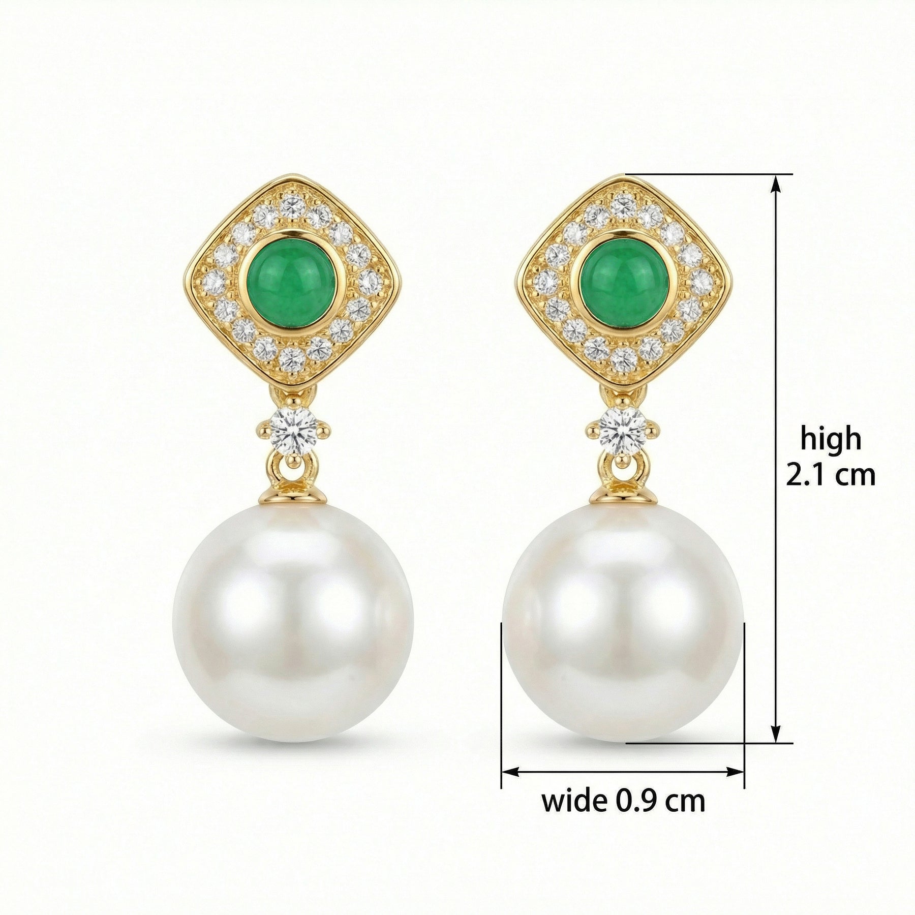 Green stone and Pearl Drop Earrings – pearl earrings