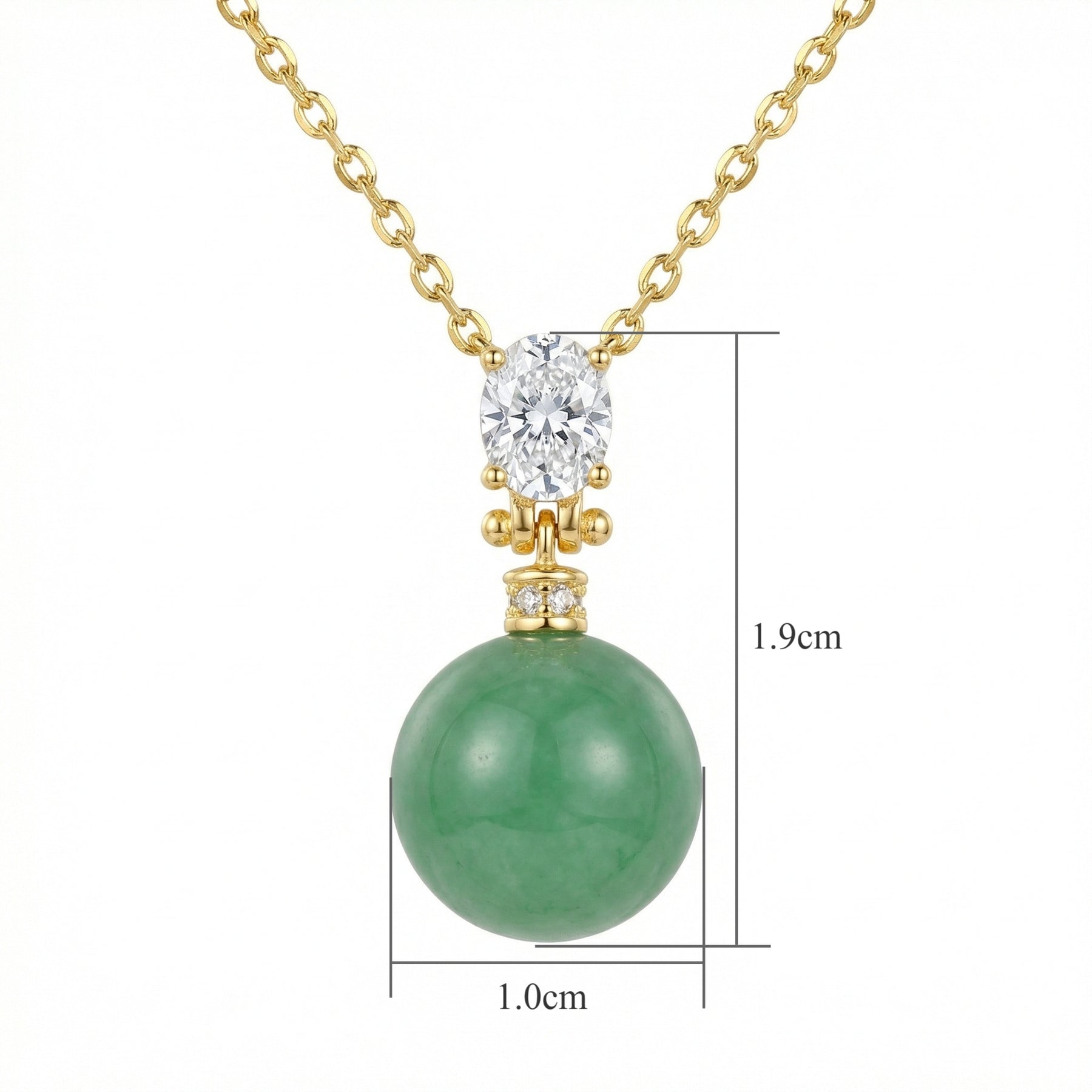 Green Jade Sphere Pendant Necklace – jade necklace, close-up