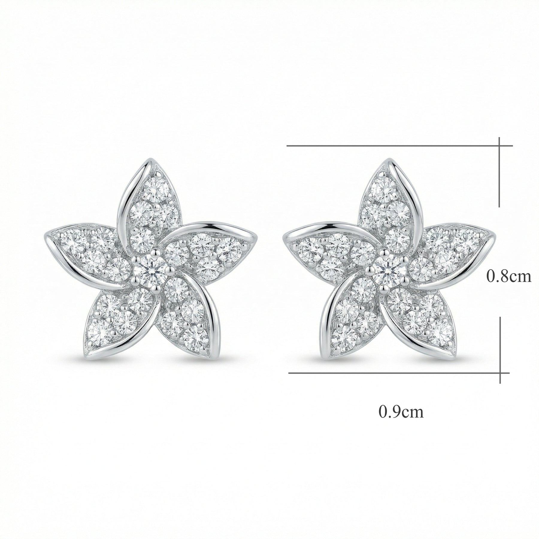 Five-Petal Silver Flower Stud Earrings – sterling silver earrings