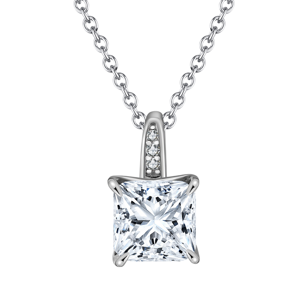 Square-Cut Pendant Necklace – sterling silver necklace