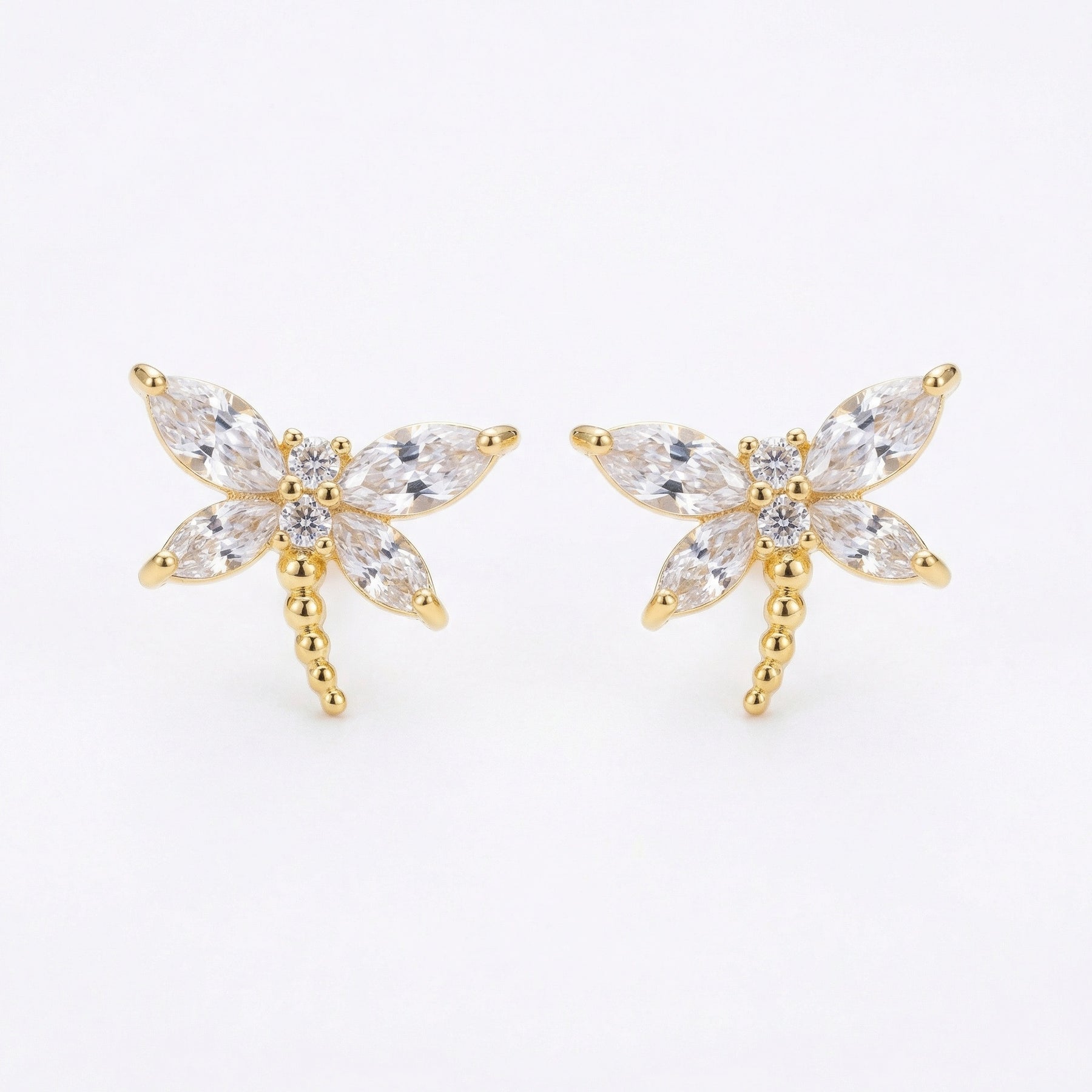 Marquise Crystal Dragonfly Studs – crystal earrings, front view