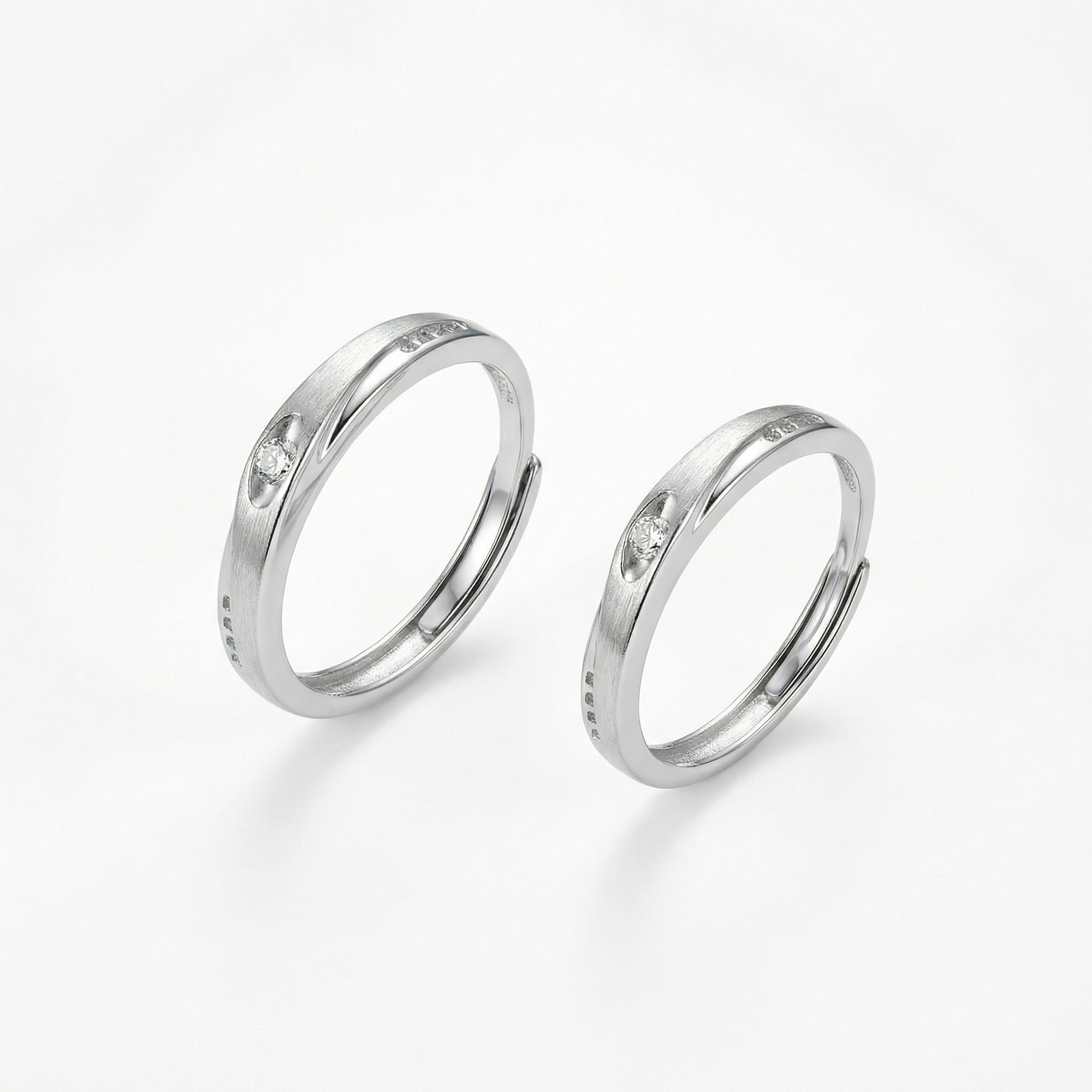 Matte Finish Couple Rings Set – sterling silver ring