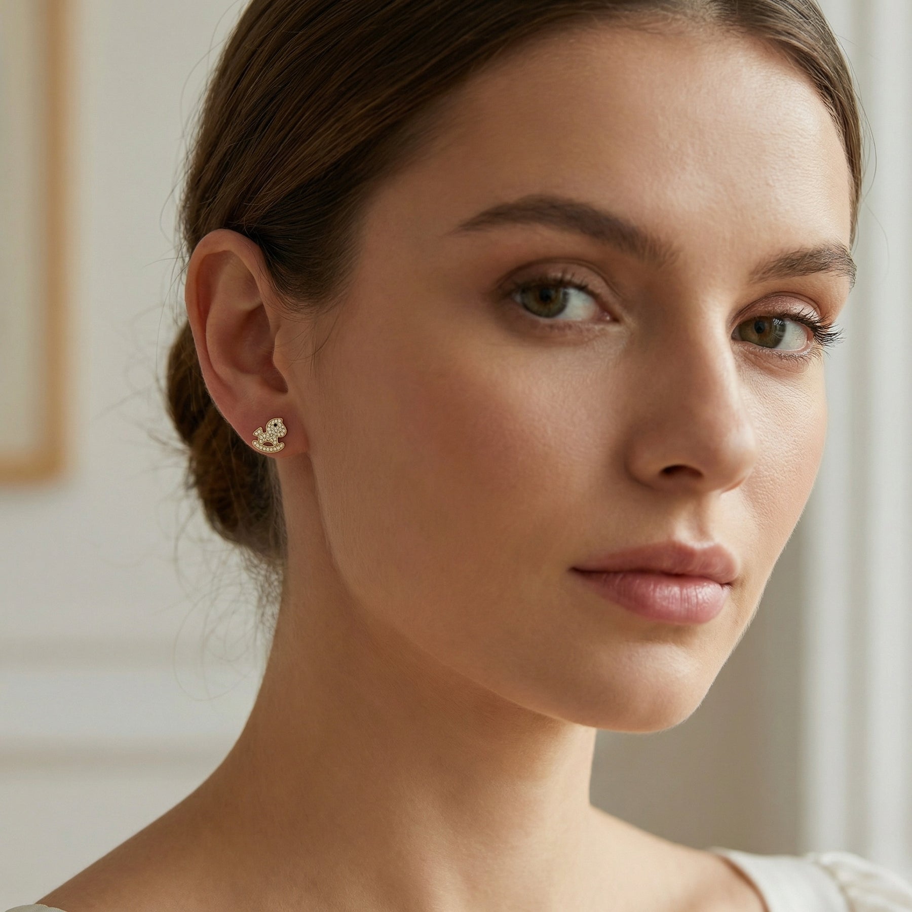 Rocking Horse Stud Earrings – sterling silver earrings, side detail