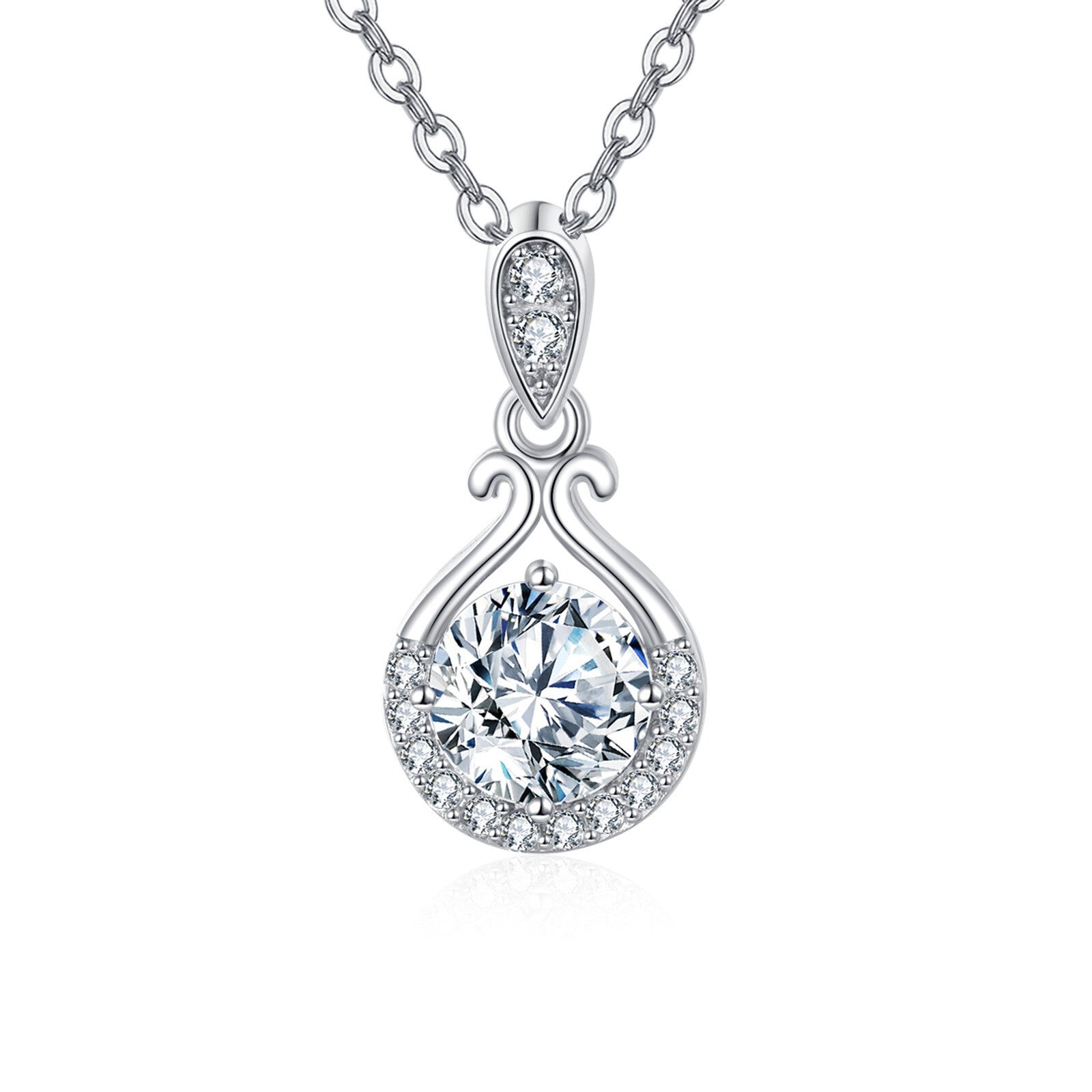 Sparkling stone Teardrop Pendant Necklace – sparkling stone necklace, side detail
