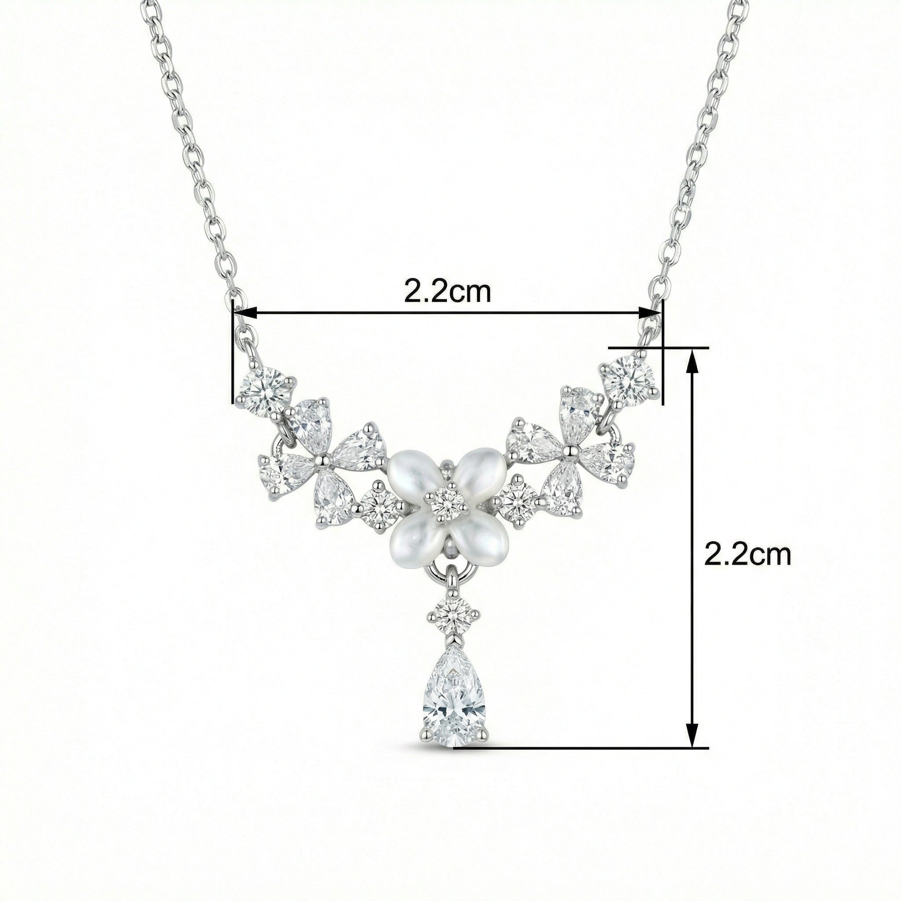 Floral Mother-of-Pearl Pendant Necklace – mother-of-pearl necklace, side detail