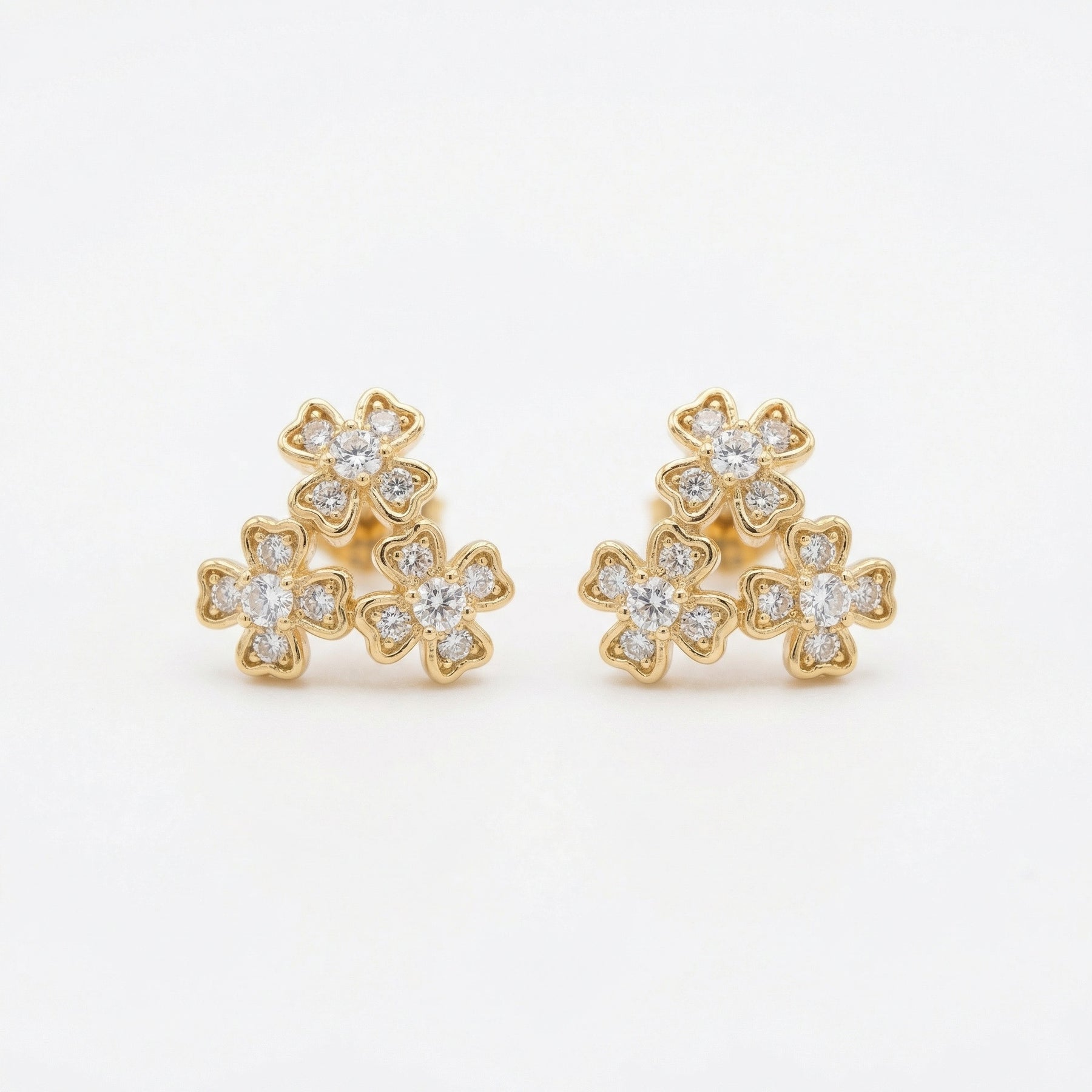 Triple Clover Cluster Stud Earrings – sterling silver earrings
