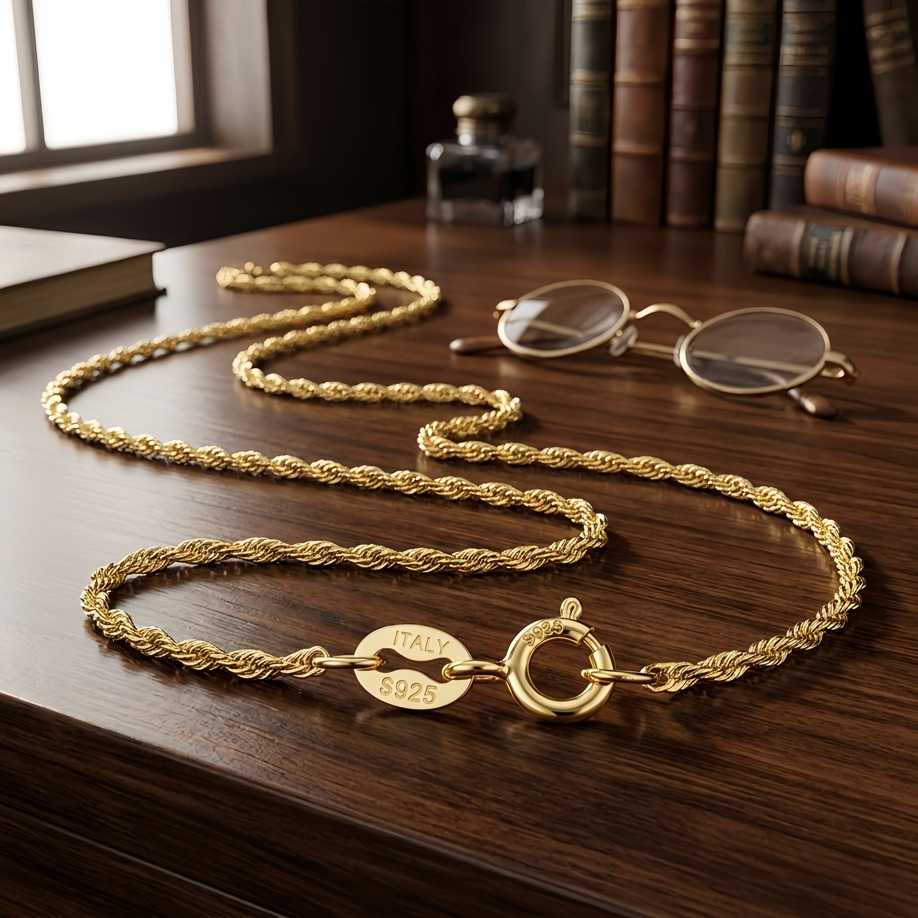 Gold-Plated Toggle Clasp Necklace – gold-plated necklace, close-up