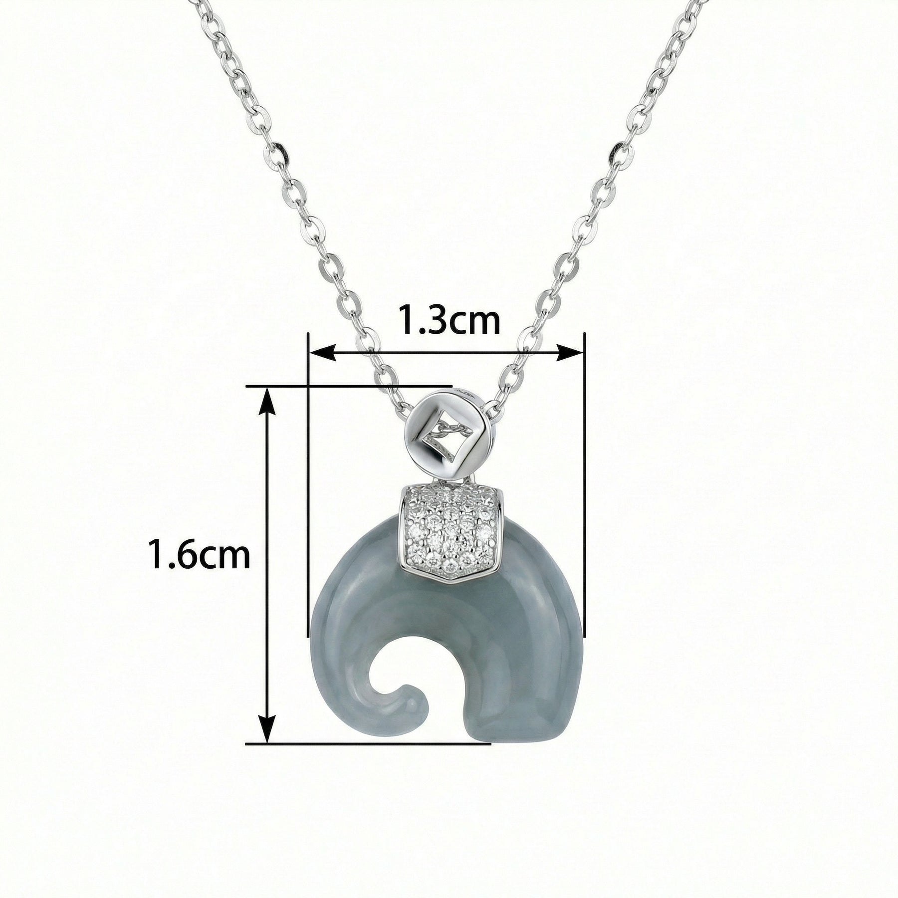 Grey Jade Elephant Pendant Necklace – jade necklace, close-up